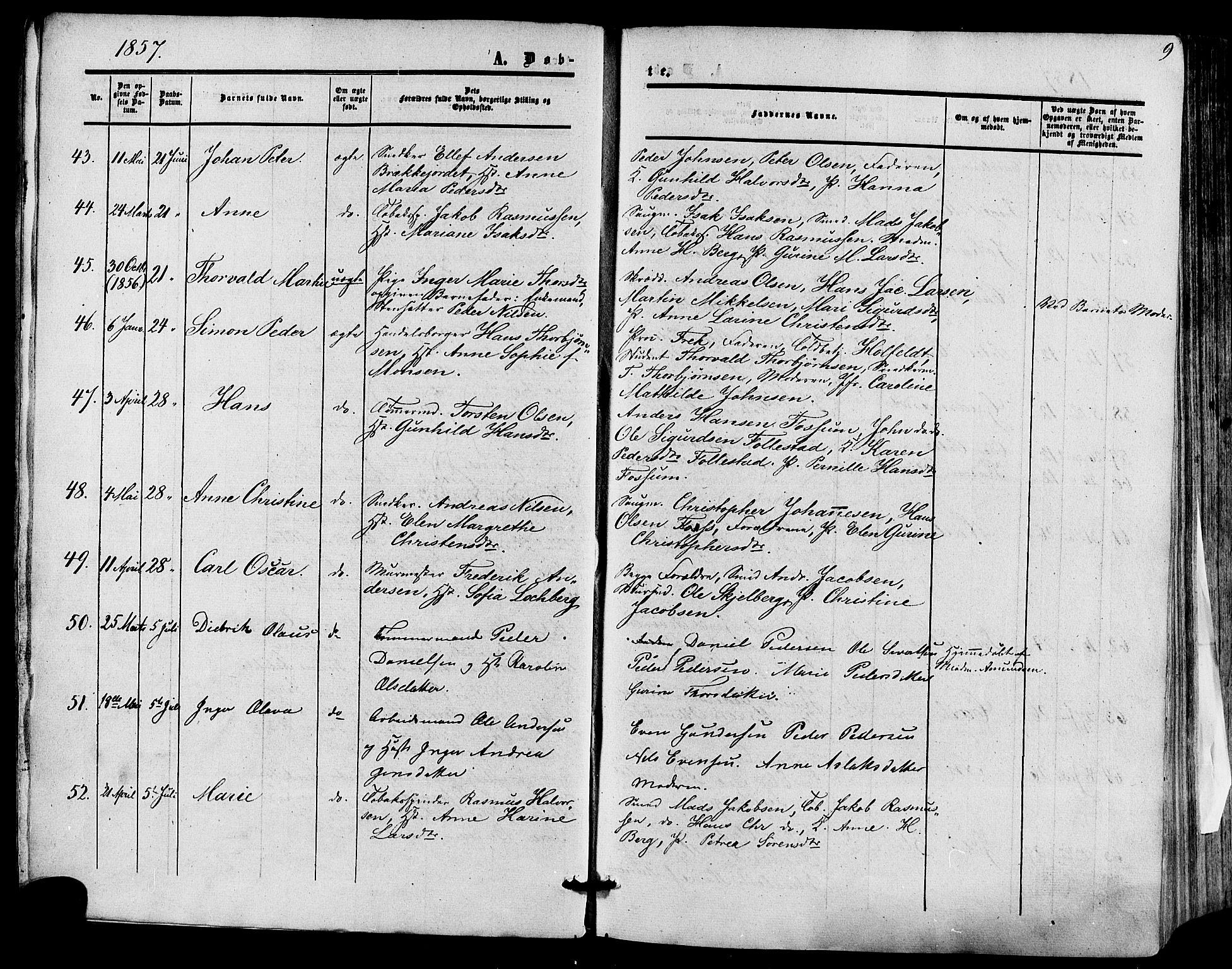 Skien kirkebøker, AV/SAKO-A-302/F/Fa/L0007: Parish register (official) no. 7, 1856-1865, p. 9