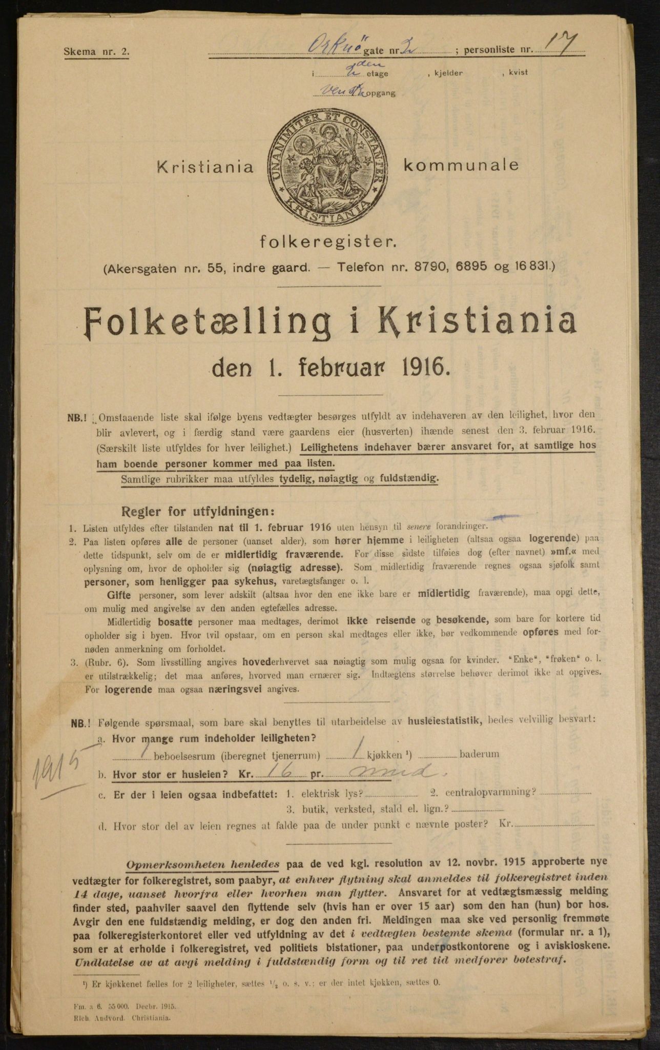 OBA, Municipal Census 1916 for Kristiania, 1916, p. 77818