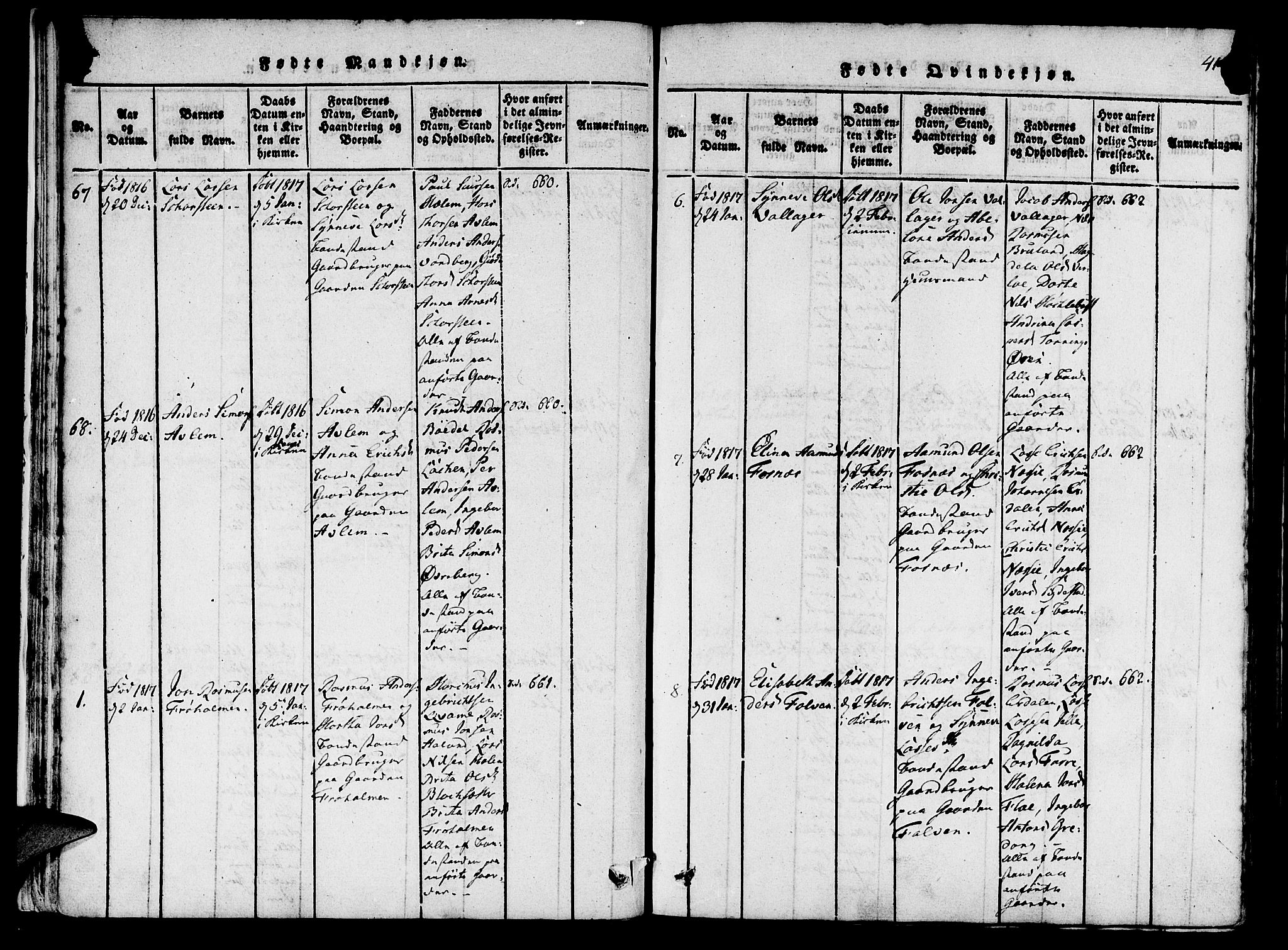 Innvik sokneprestembete, AV/SAB-A-80501: Parish register (official) no. A 2, 1816-1821, p. 40-41