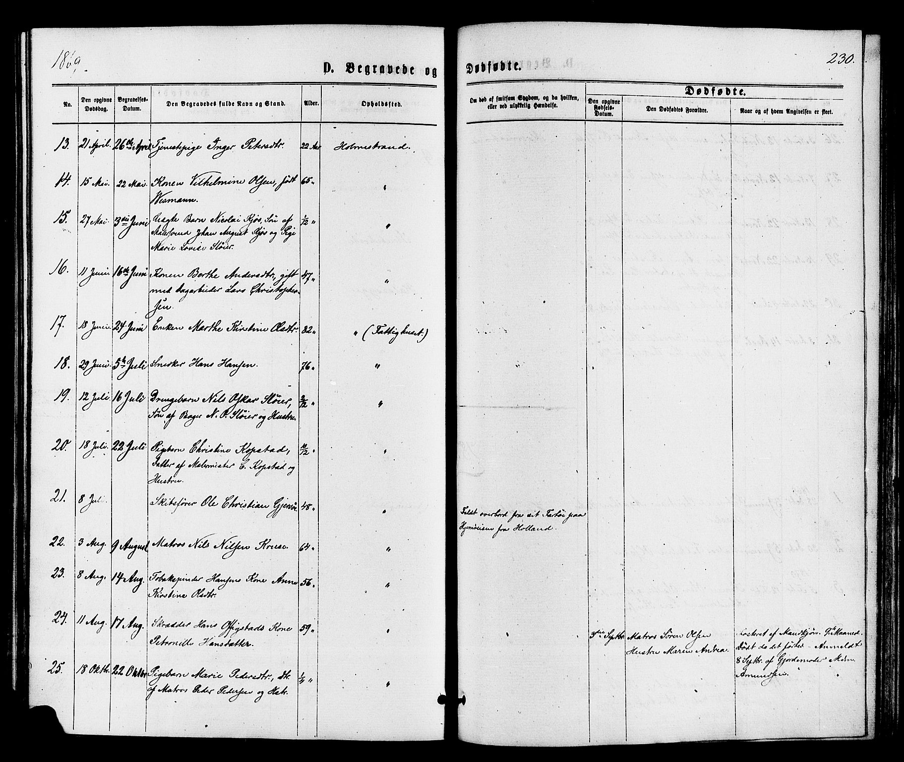 Holmestrand kirkebøker, AV/SAKO-A-346/F/Fa/L0003: Parish register (official) no. 3, 1867-1879, p. 230