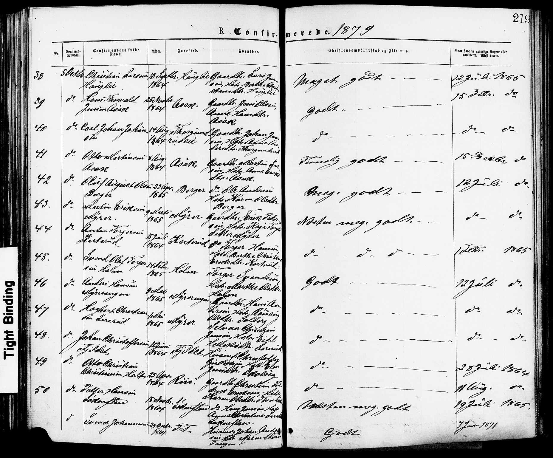 Skedsmo prestekontor Kirkebøker, AV/SAO-A-10033a/F/Fa/L0012: Parish register (official) no. I 12, 1876-1883, p. 219