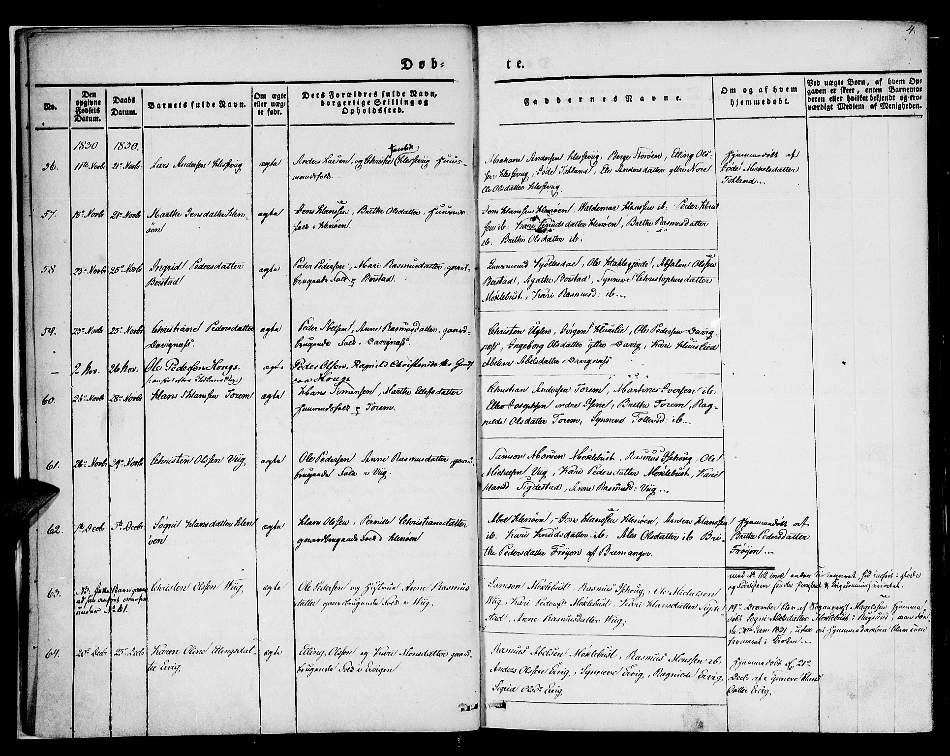 Davik sokneprestembete, AV/SAB-A-79701/H/Haa/Haaa/L0004: Parish register (official) no. A 4, 1830-1849, p. 4