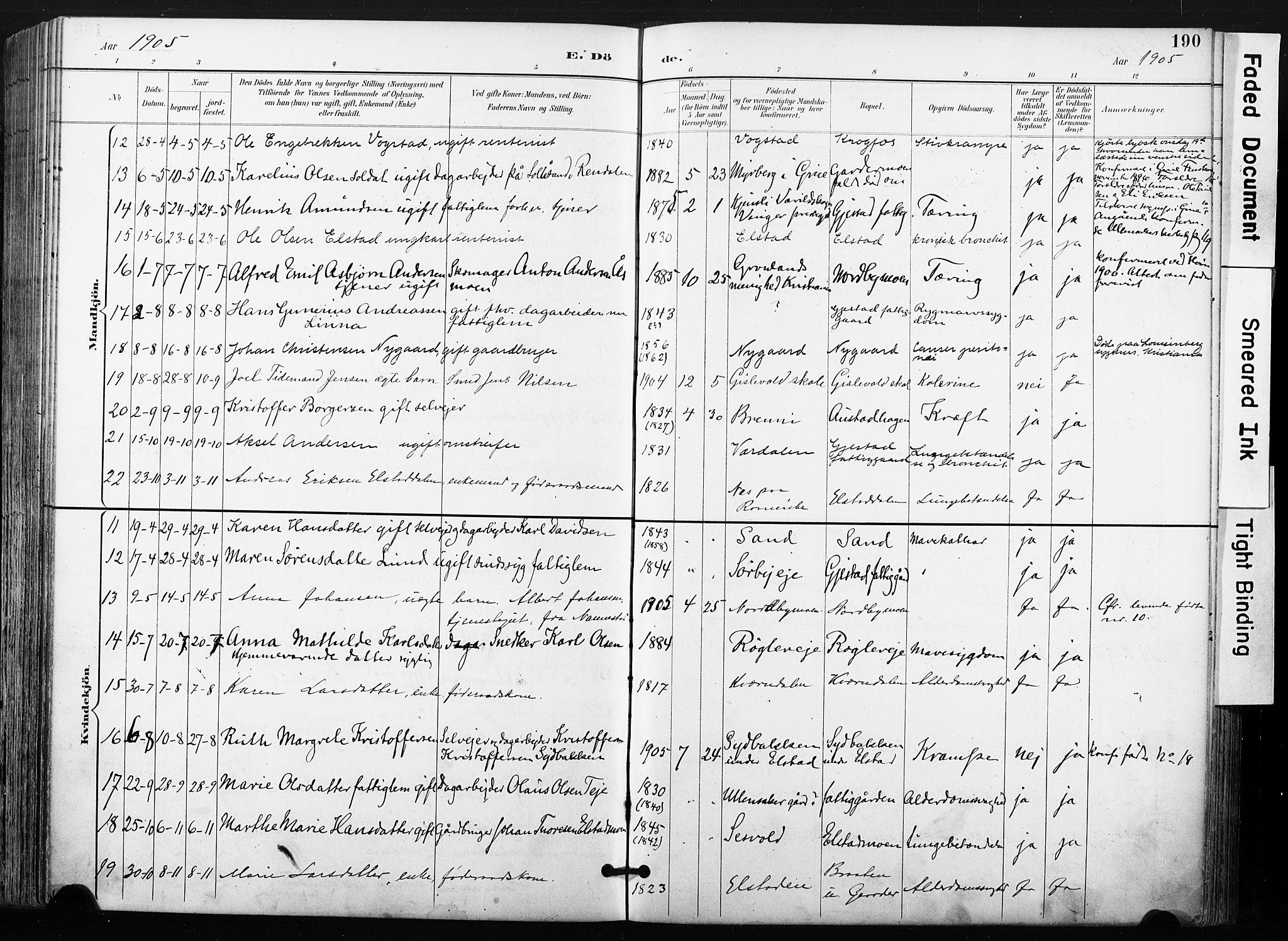 Ullensaker prestekontor Kirkebøker, SAO/A-10236a/F/Fb/L0002: Parish register (official) no. II 2, 1894-1909, p. 190