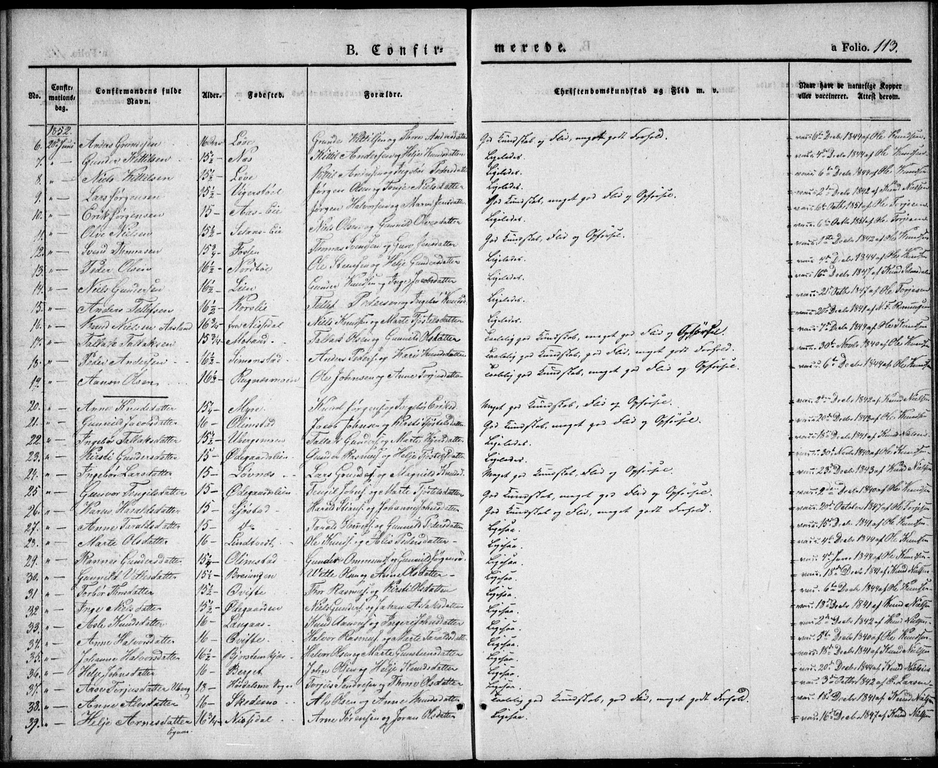 Gjerstad sokneprestkontor, SAK/1111-0014/F/Fa/Fab/L0002: Parish register (official) no. A 2, 1835-1852, p. 113