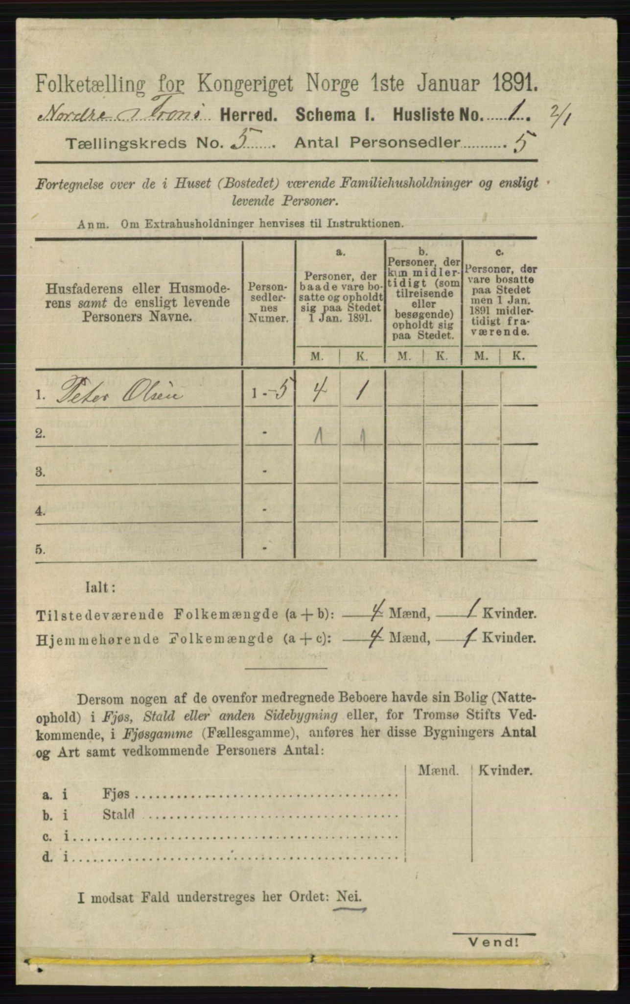 RA, 1891 census for 0518 Nord-Fron, 1891, p. 1922