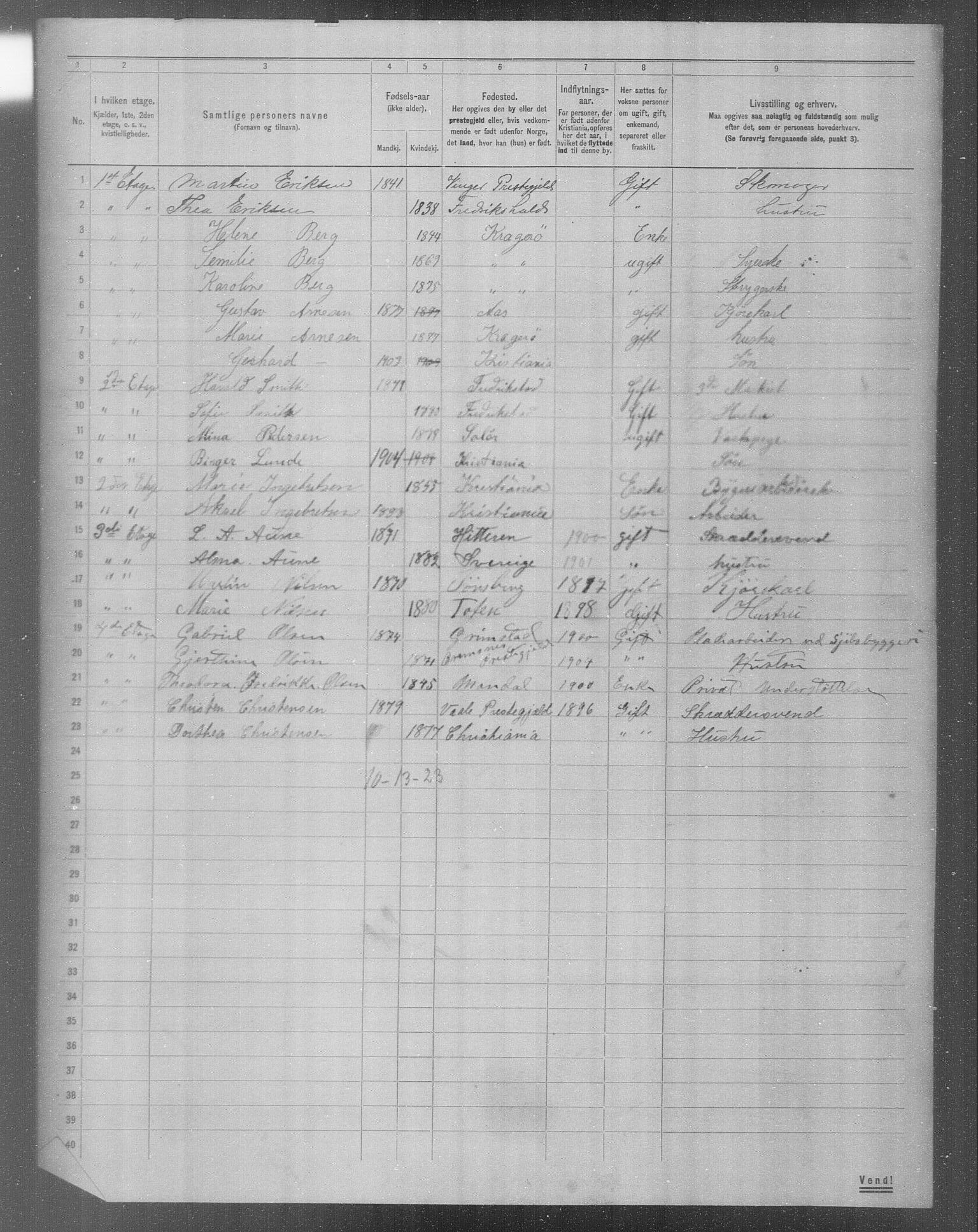 OBA, Municipal Census 1904 for Kristiania, 1904, p. 12458