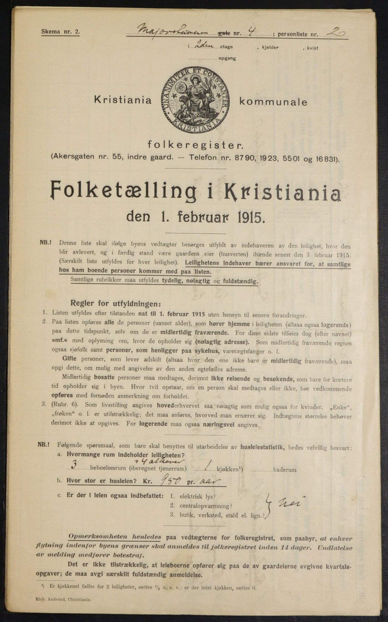 OBA, Municipal Census 1915 for Kristiania, 1915, p. 58986