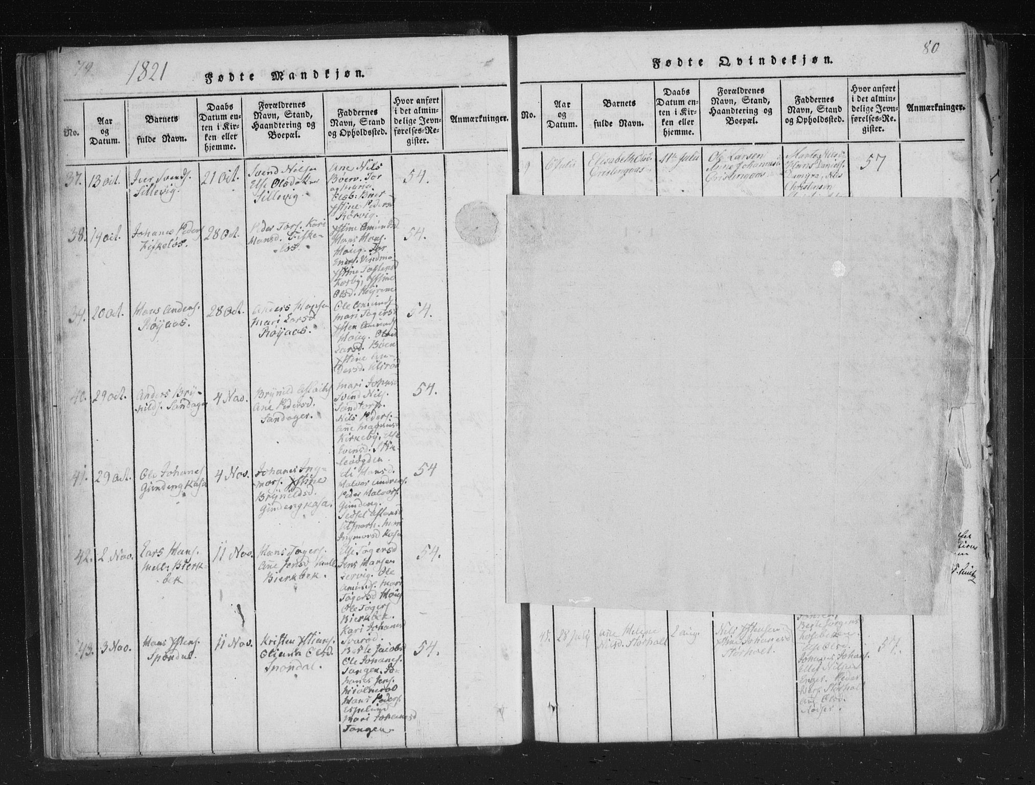 Aremark prestekontor Kirkebøker, SAO/A-10899/F/Fc/L0001: Parish register (official) no. III 1, 1814-1834, p. 79-80