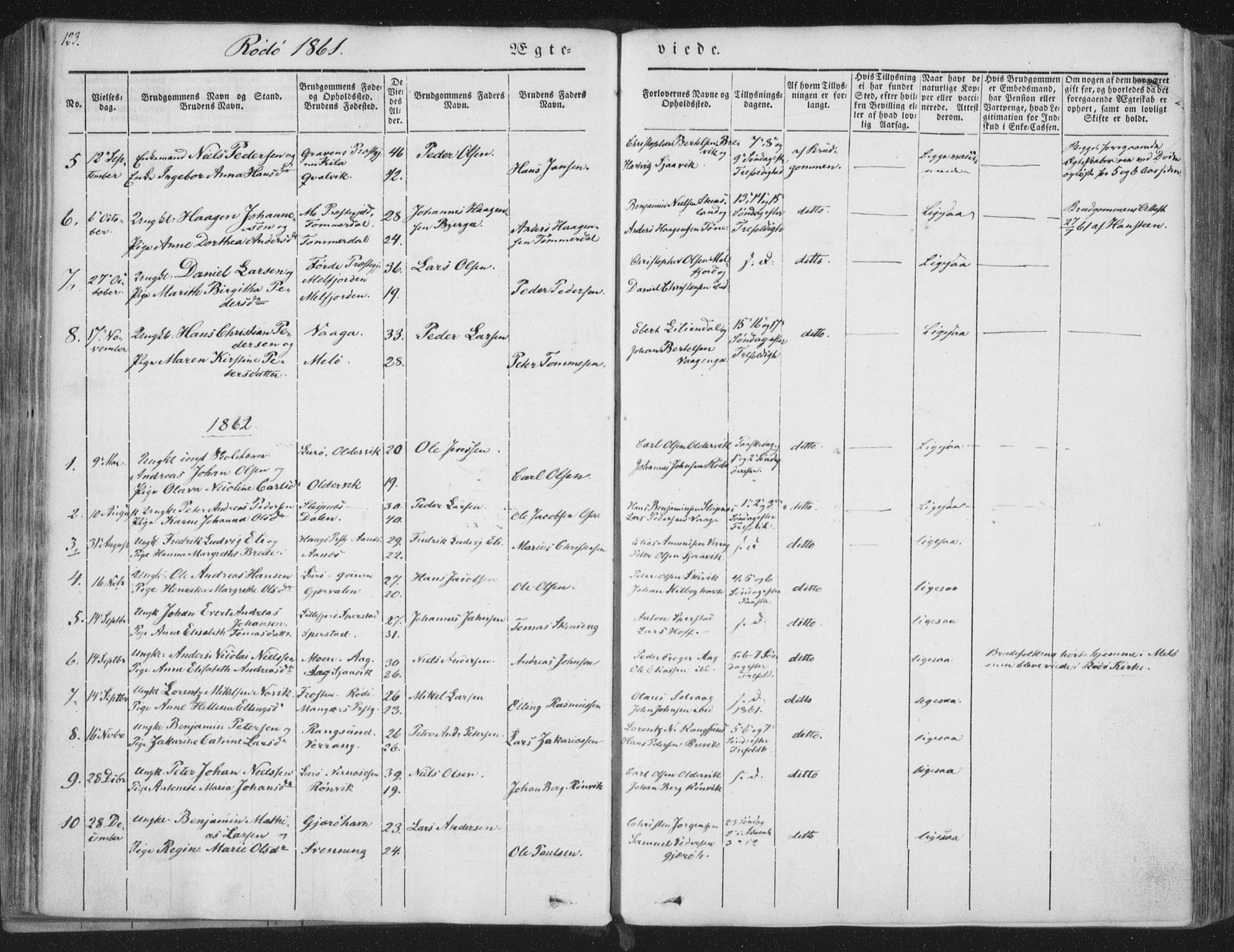 Ministerialprotokoller, klokkerbøker og fødselsregistre - Nordland, SAT/A-1459/841/L0604: Parish register (official) no. 841A09 /1, 1845-1862, p. 123