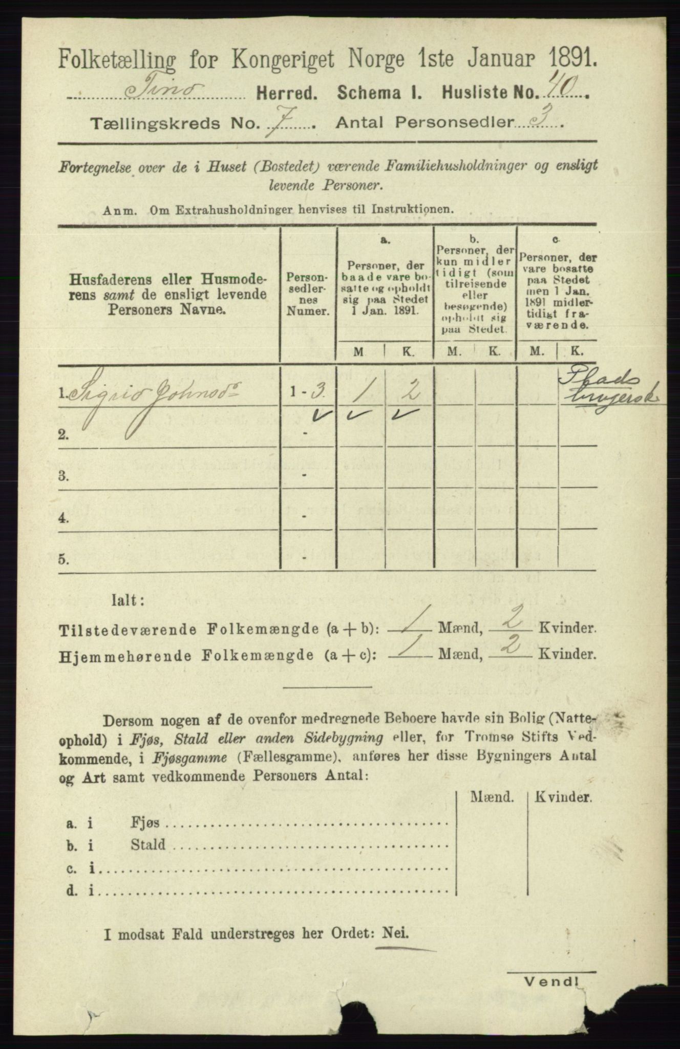 RA, 1891 census for 0826 Tinn, 1891, p. 1436