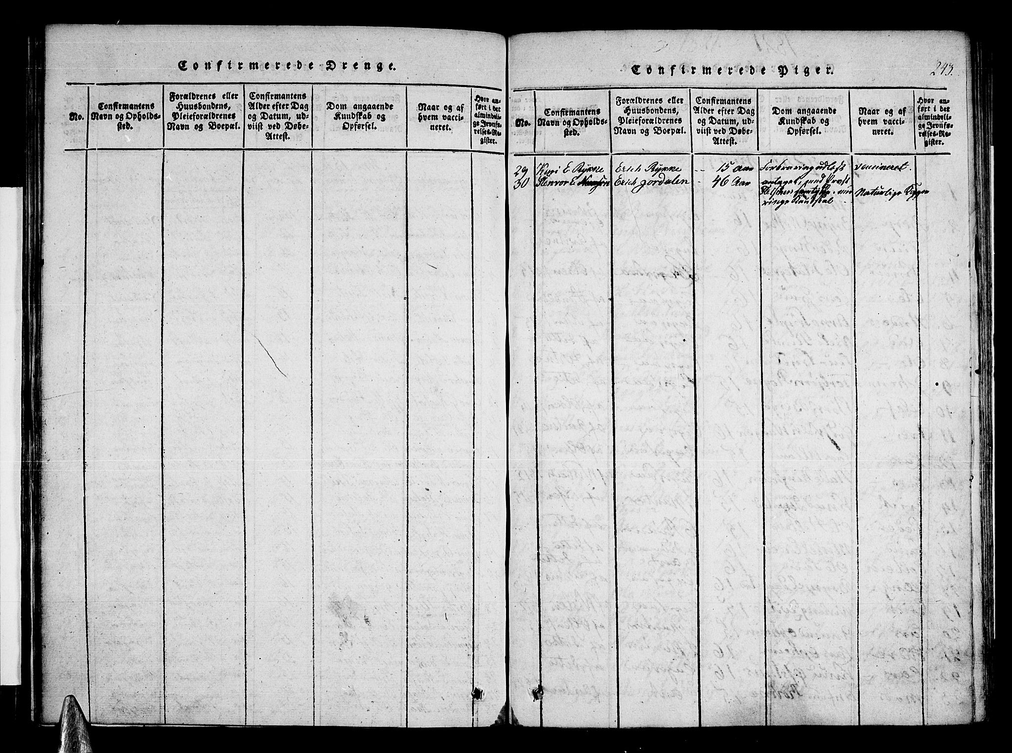 Voss sokneprestembete, AV/SAB-A-79001/H/Haa: Parish register (official) no. A 11, 1816-1827, p. 243