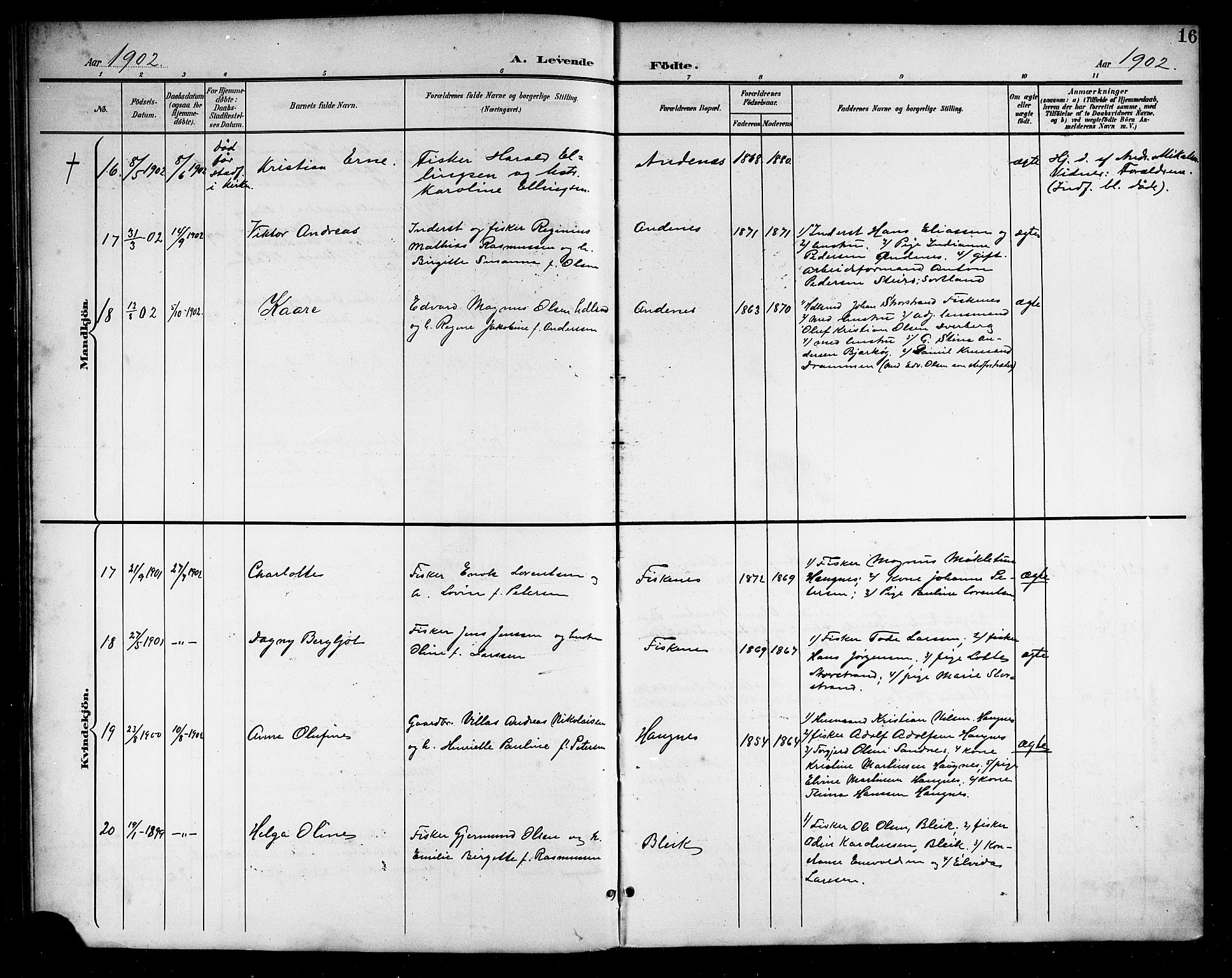 Ministerialprotokoller, klokkerbøker og fødselsregistre - Nordland, AV/SAT-A-1459/899/L1449: Parish register (copy) no. 899C04, 1900-1918, p. 16