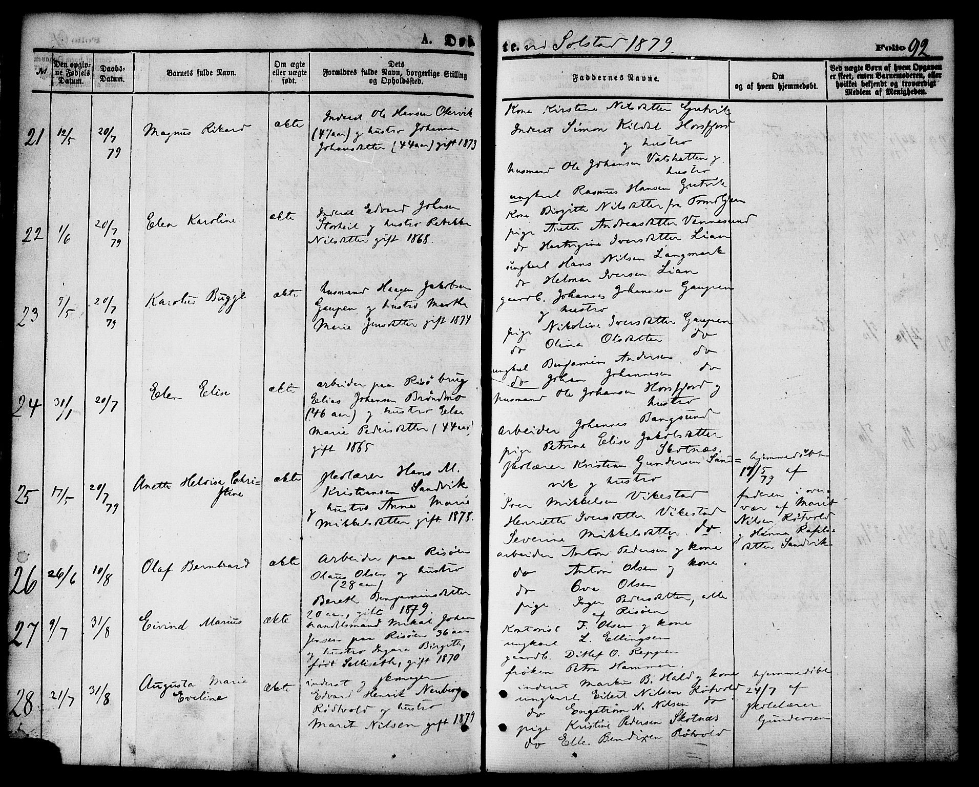 Ministerialprotokoller, klokkerbøker og fødselsregistre - Nordland, AV/SAT-A-1459/810/L0149: Parish register (official) no. 810A09 /2, 1874-1884, p. 92