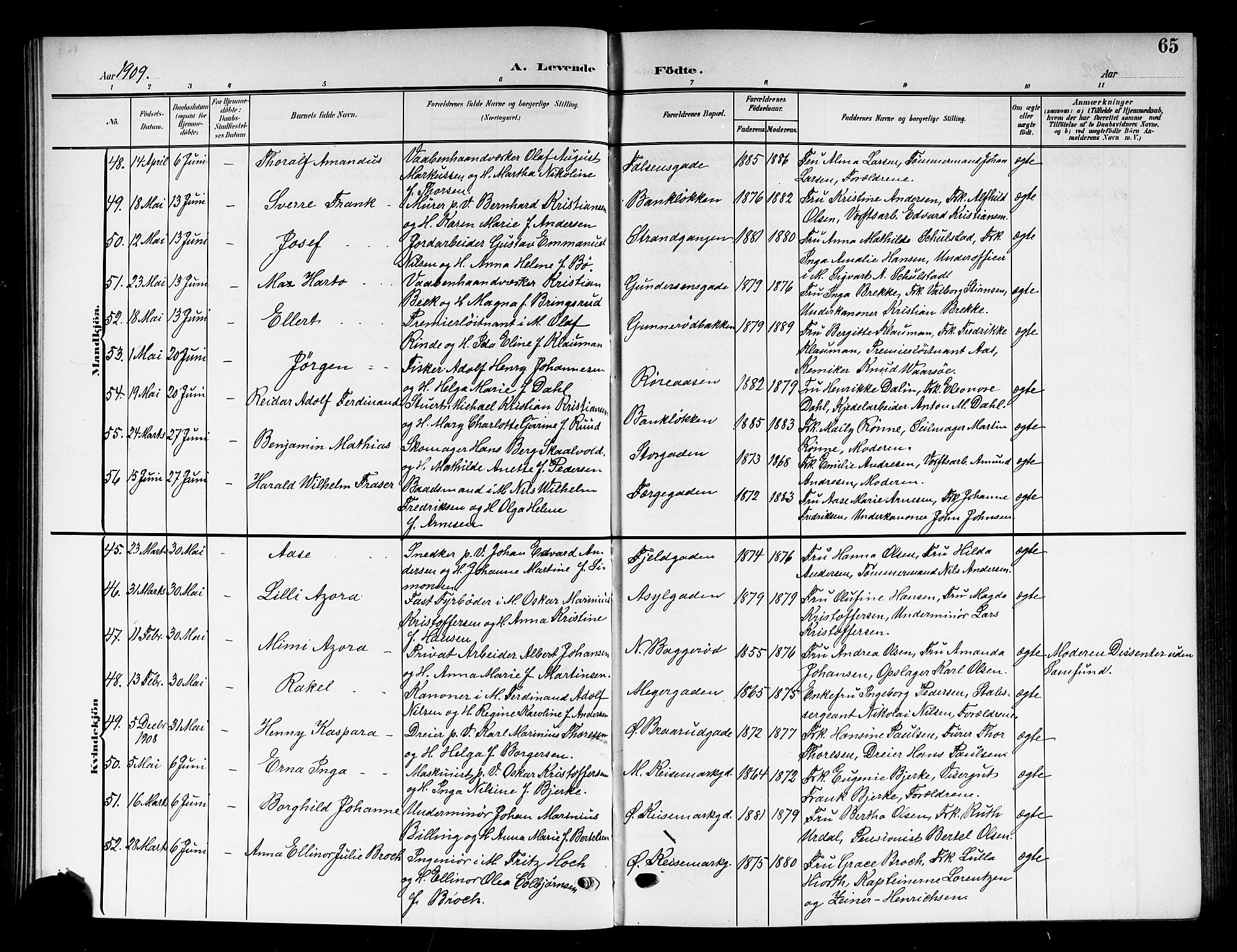 Horten kirkebøker, AV/SAKO-A-348/G/Ga/L0007: Parish register (copy) no. 7, 1905-1915, p. 65