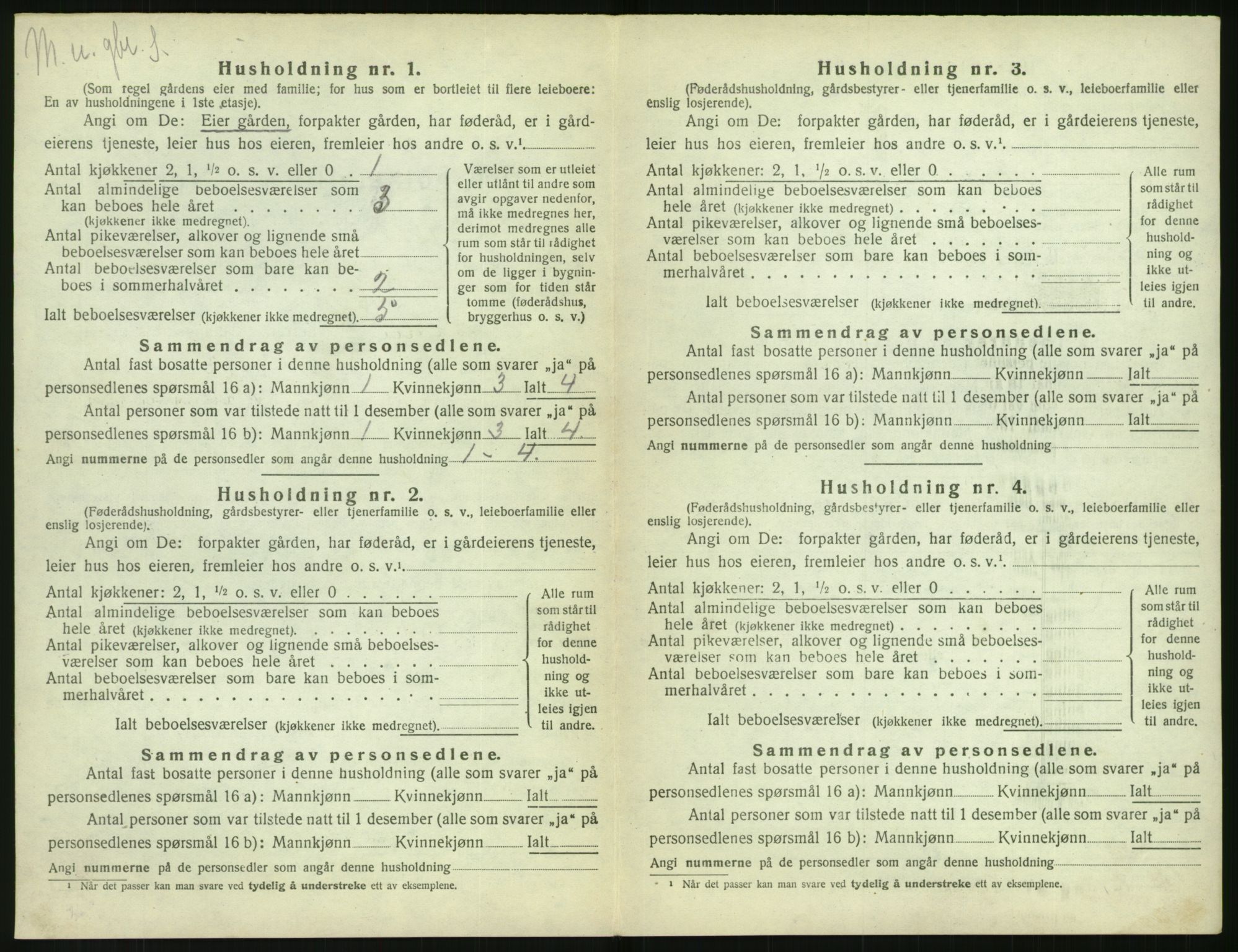 SAK, 1920 census for Vegårshei, 1920, p. 371