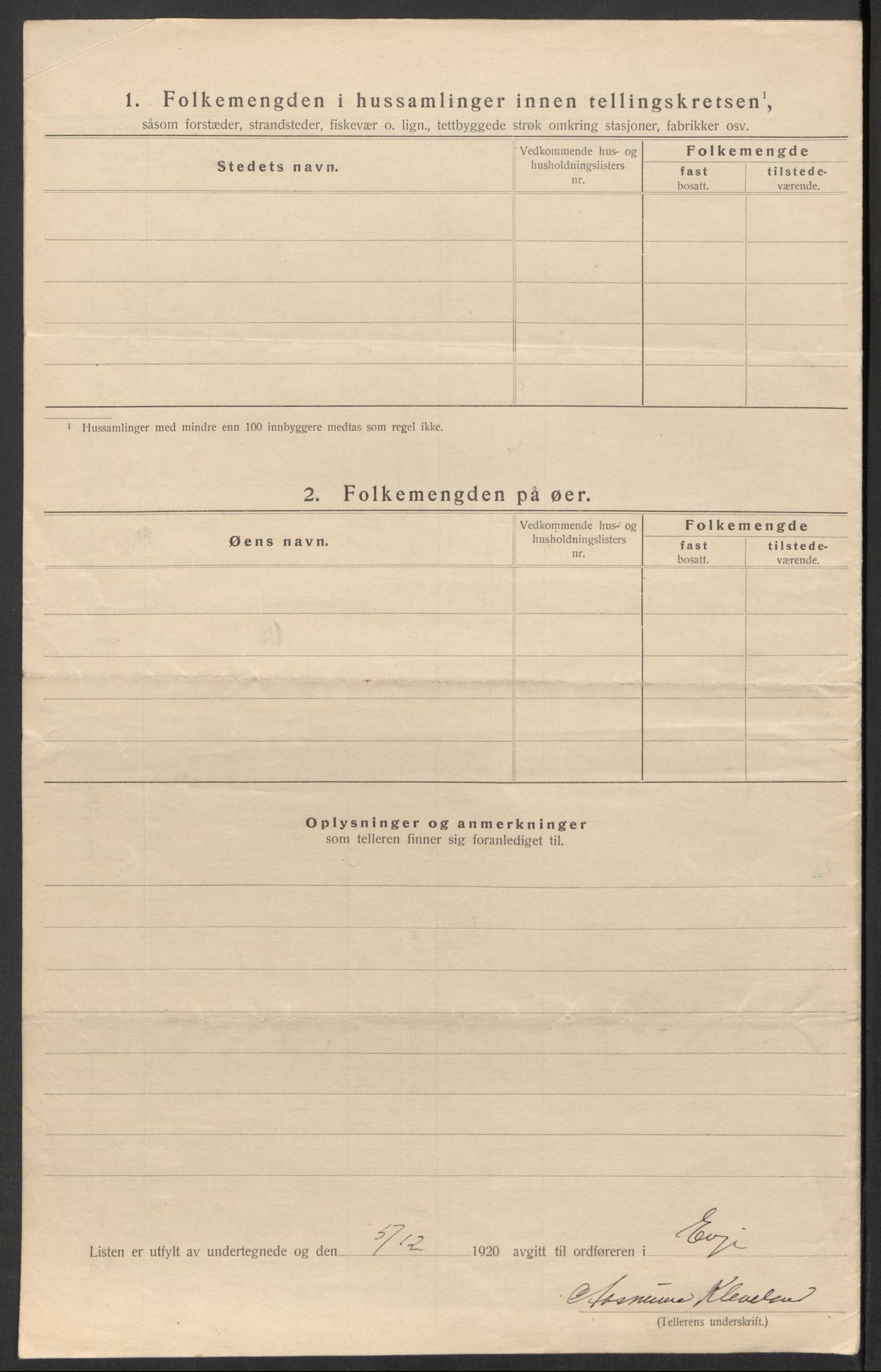 SAK, 1920 census for Evje, 1920, p. 25