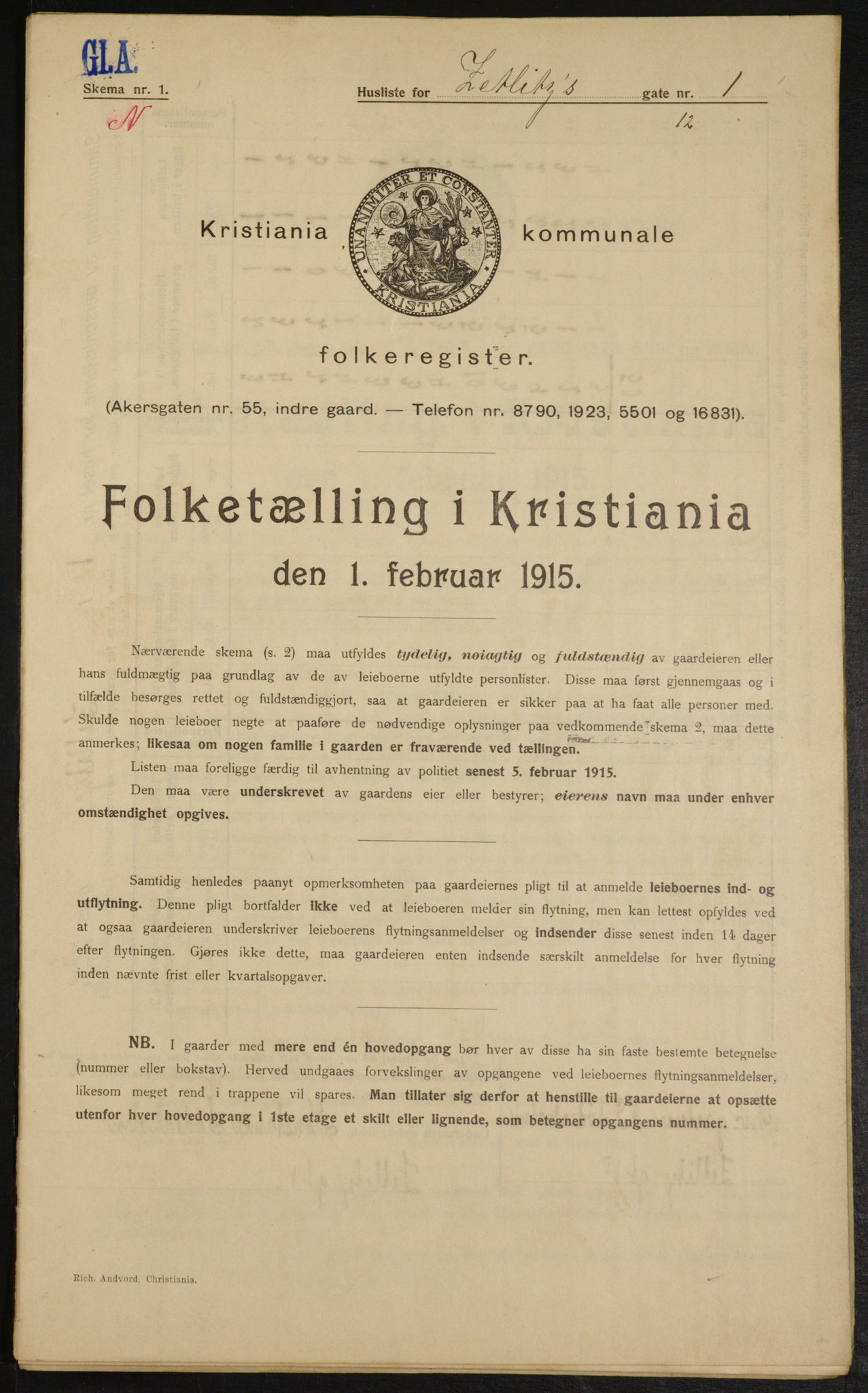 OBA, Municipal Census 1915 for Kristiania, 1915, p. 129175