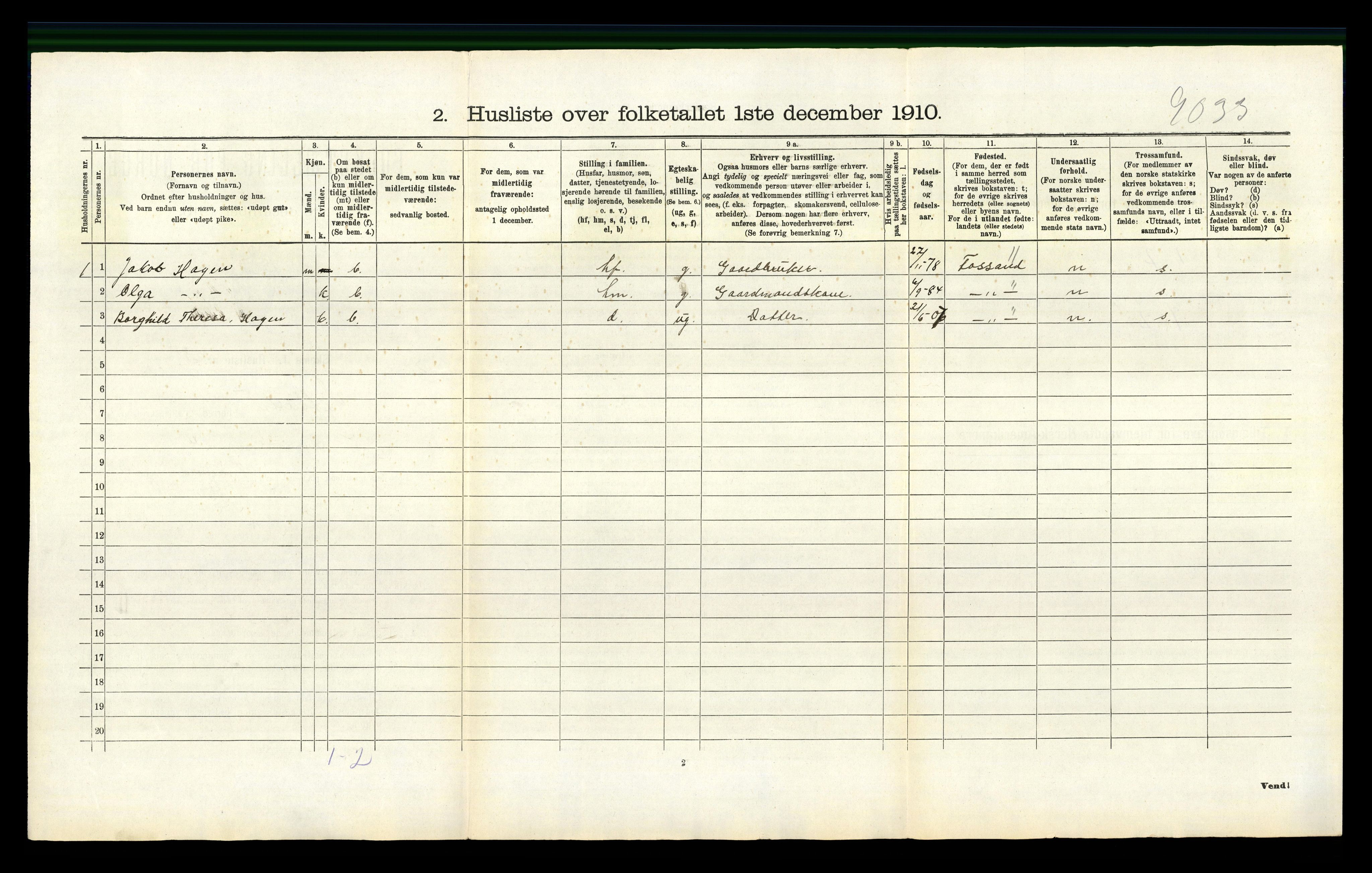 RA, 1910 census for Hetland, 1910, p. 1310