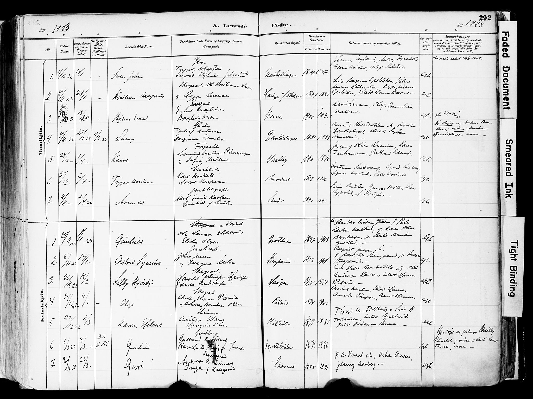 Sør-Odal prestekontor, AV/SAH-PREST-030/H/Ha/Haa/L0006: Parish register (official) no. 6, 1886-1931, p. 292