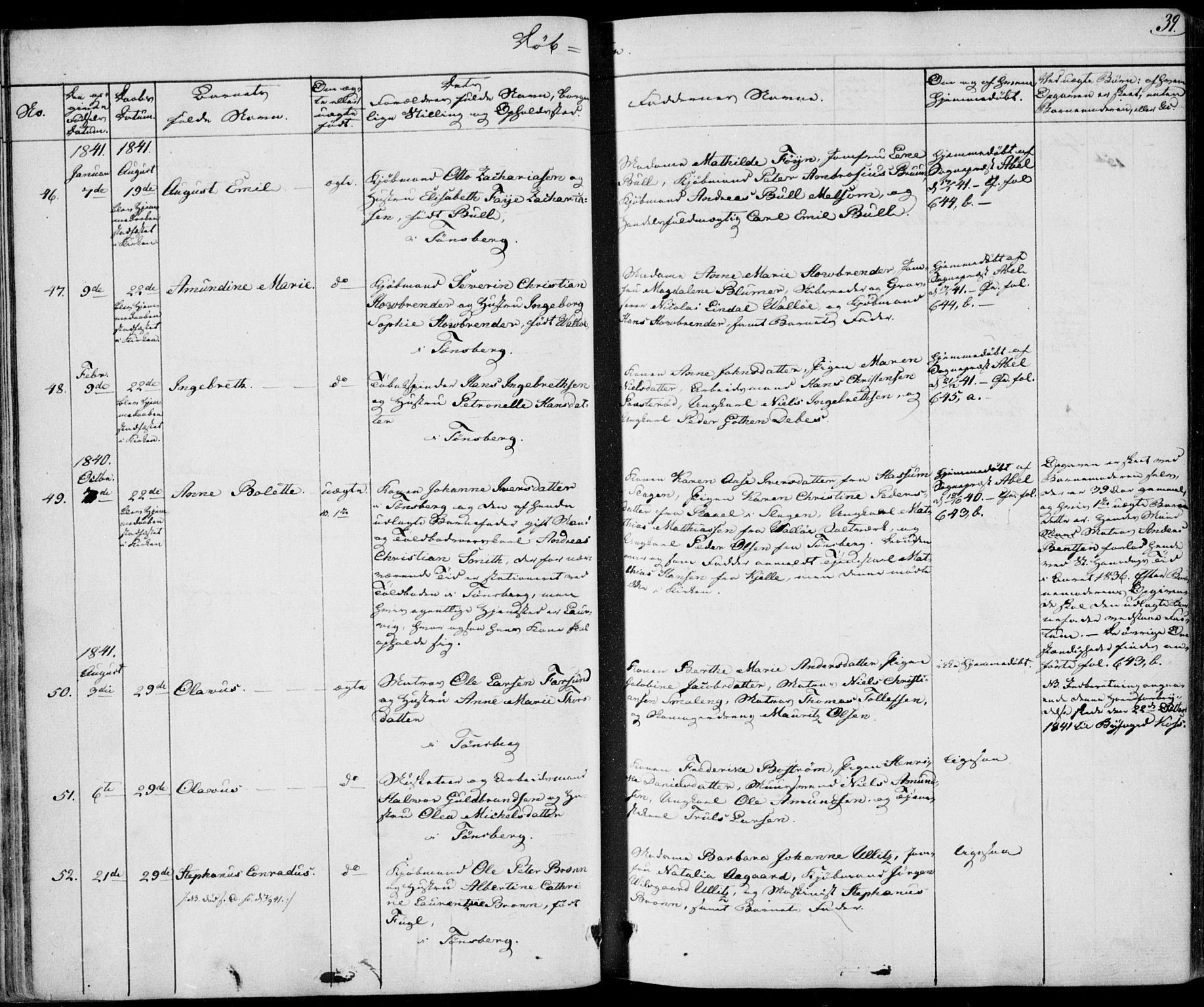 Tønsberg kirkebøker, AV/SAKO-A-330/F/Fa/L0006: Parish register (official) no. I 6, 1836-1844, p. 39