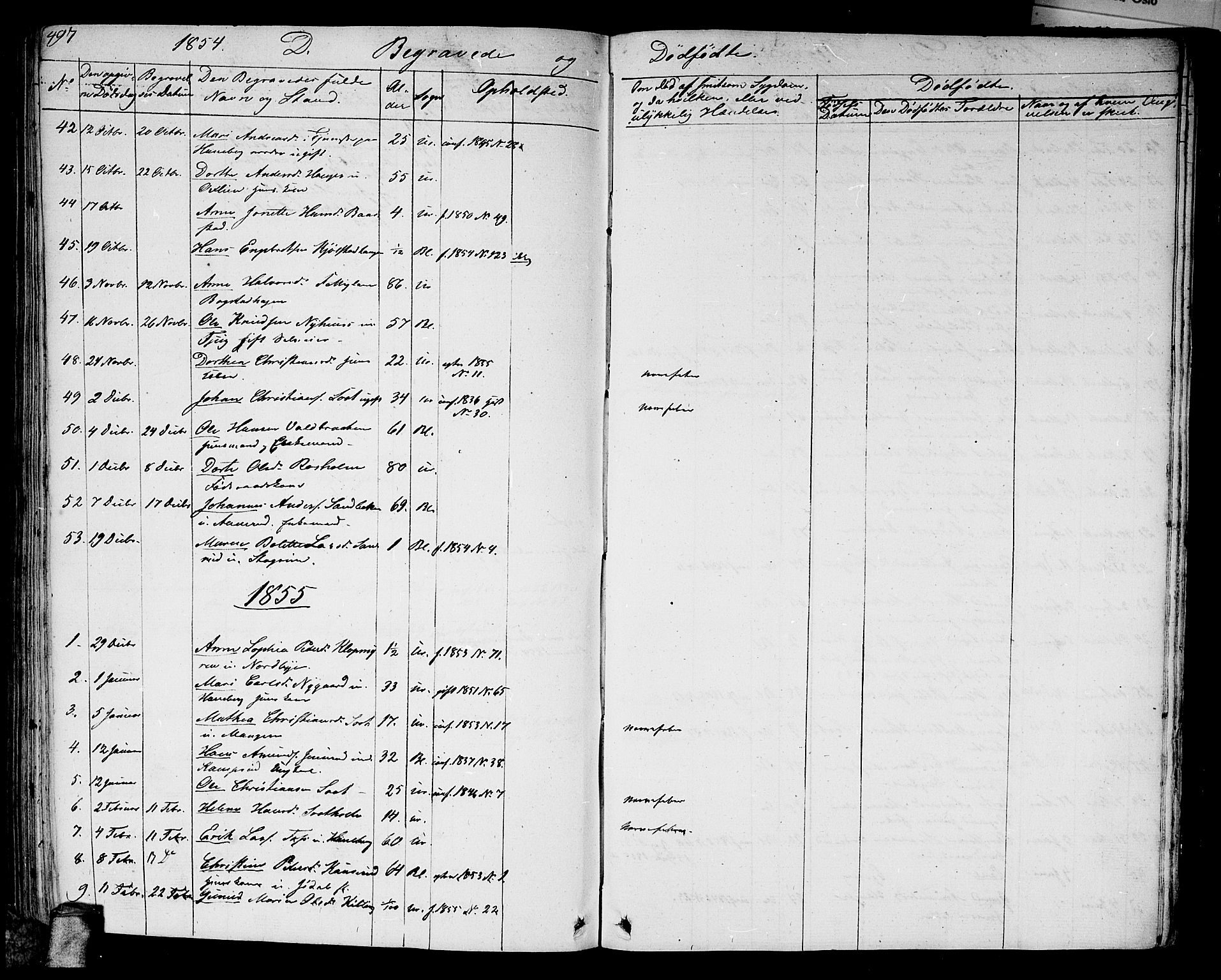 Aurskog prestekontor Kirkebøker, SAO/A-10304a/G/Ga/L0002: Parish register (copy) no. I 2, 1829-1857, p. 497