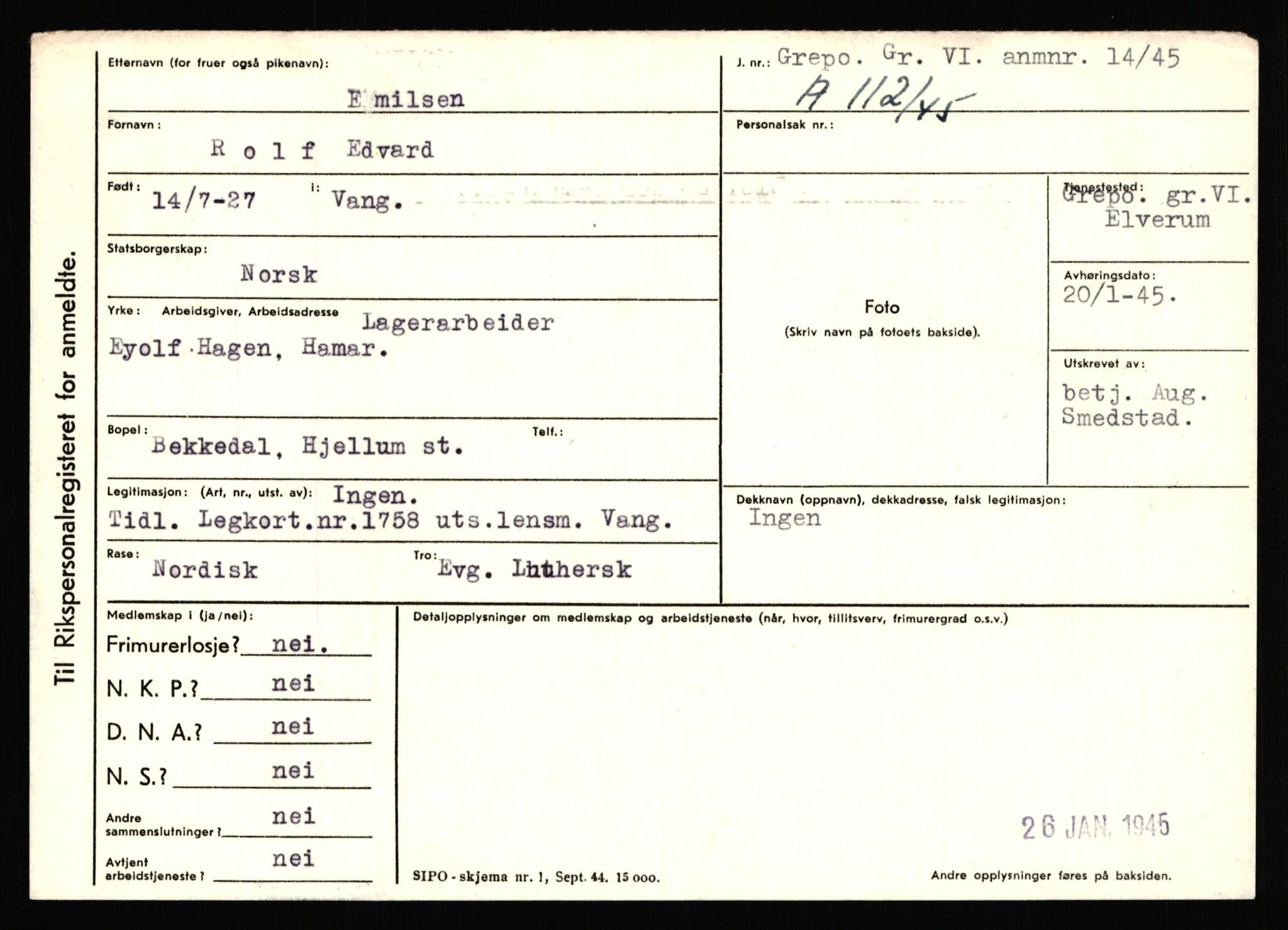 Statspolitiet - Hovedkontoret / Osloavdelingen, AV/RA-S-1329/C/Ca/L0004: Eid - funn av gjenstander	, 1943-1945, p. 851