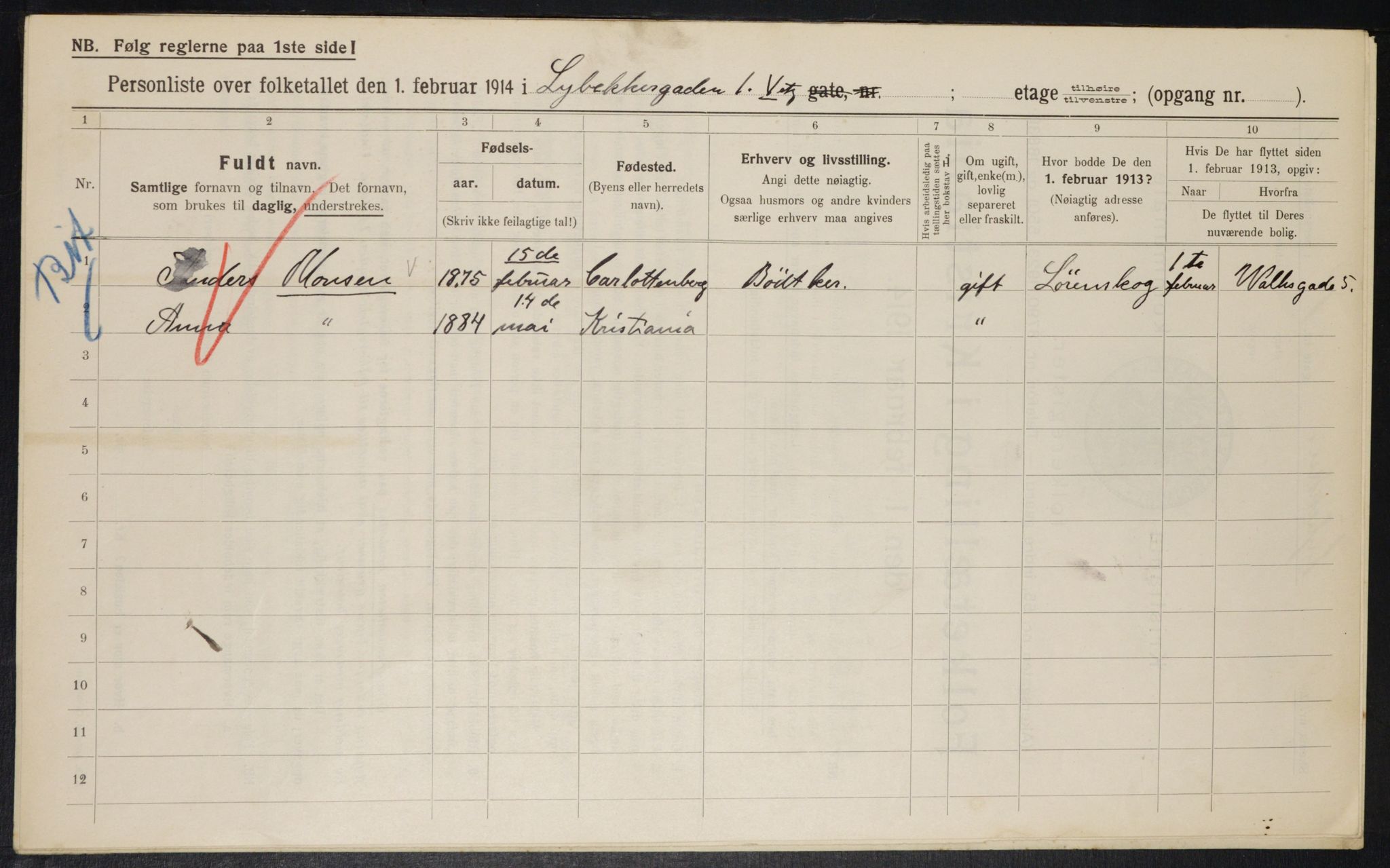 OBA, Municipal Census 1914 for Kristiania, 1914, p. 58363