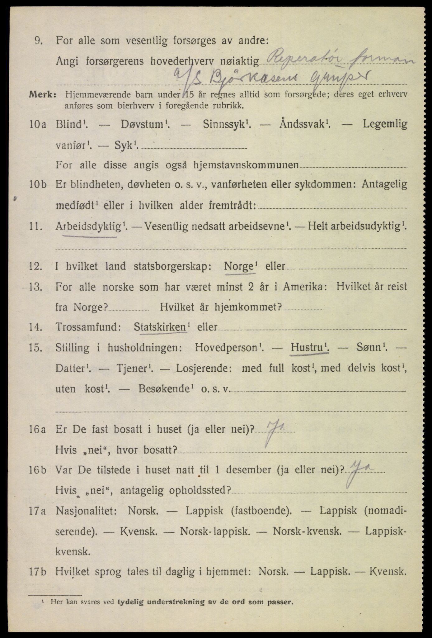 SAT, 1920 census for Evenes, 1920, p. 8343