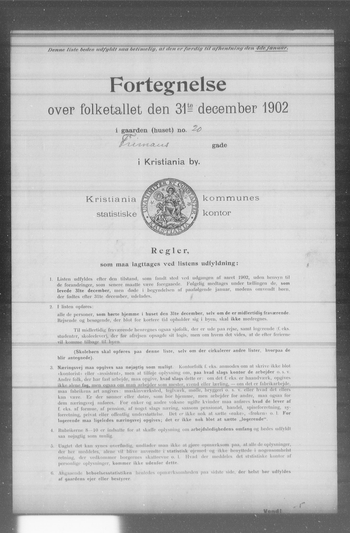 OBA, Municipal Census 1902 for Kristiania, 1902, p. 5205