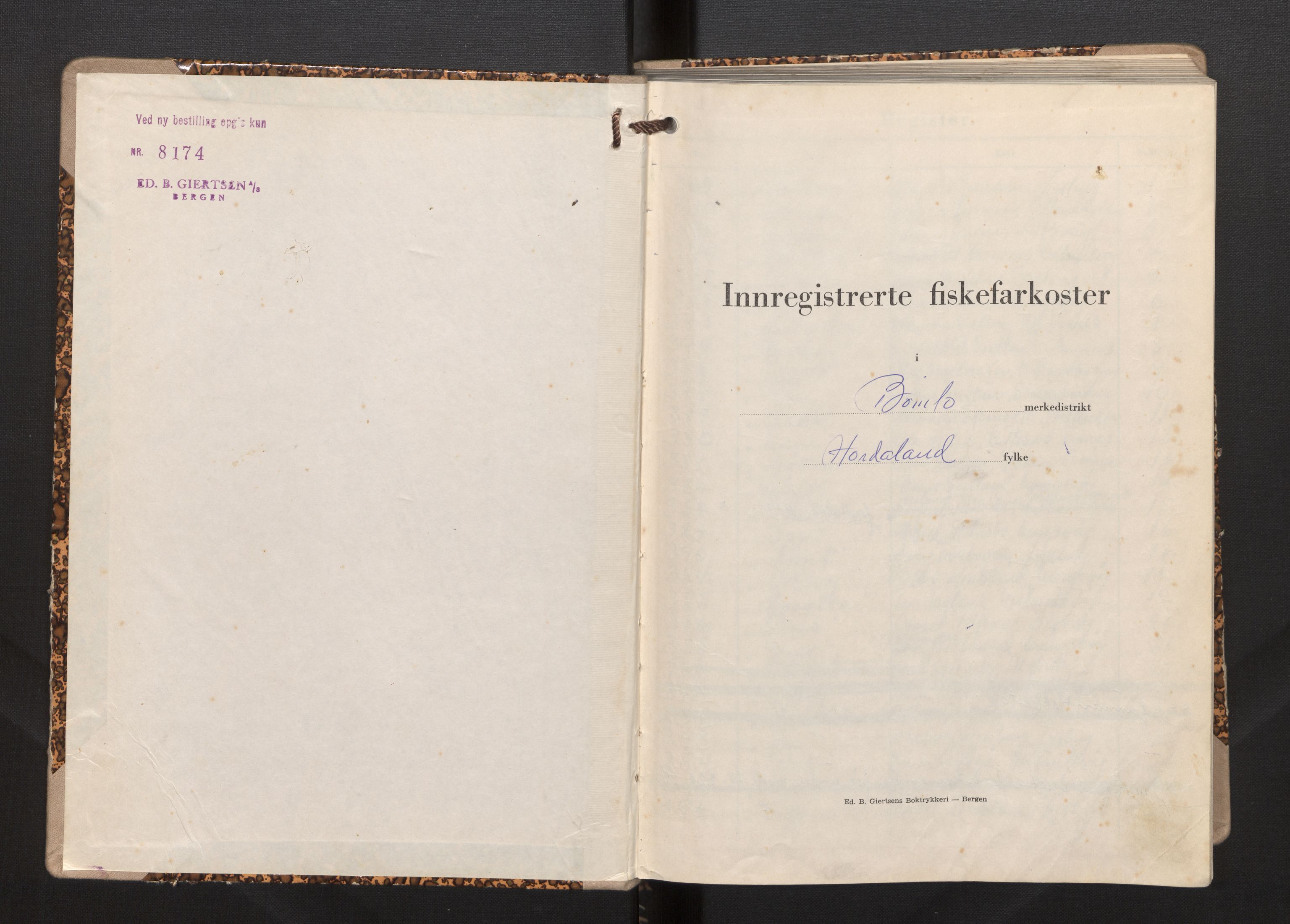 Fiskeridirektoratet - 1 Adm. ledelse - 13 Båtkontoret, AV/SAB-A-2003/I/Ia/Iah/L0030: 135.0809/4 Merkeprotokoll - Bømlo, 1963-1968