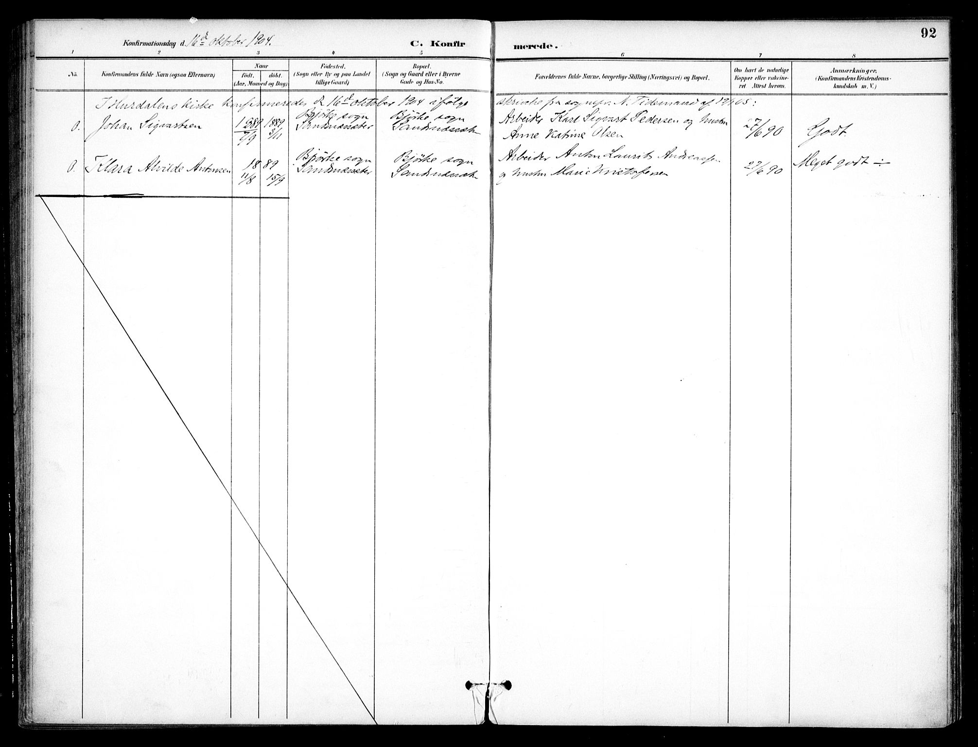 Nannestad prestekontor Kirkebøker, AV/SAO-A-10414a/F/Fc/L0002: Parish register (official) no. III 2, 1893-1907, p. 92