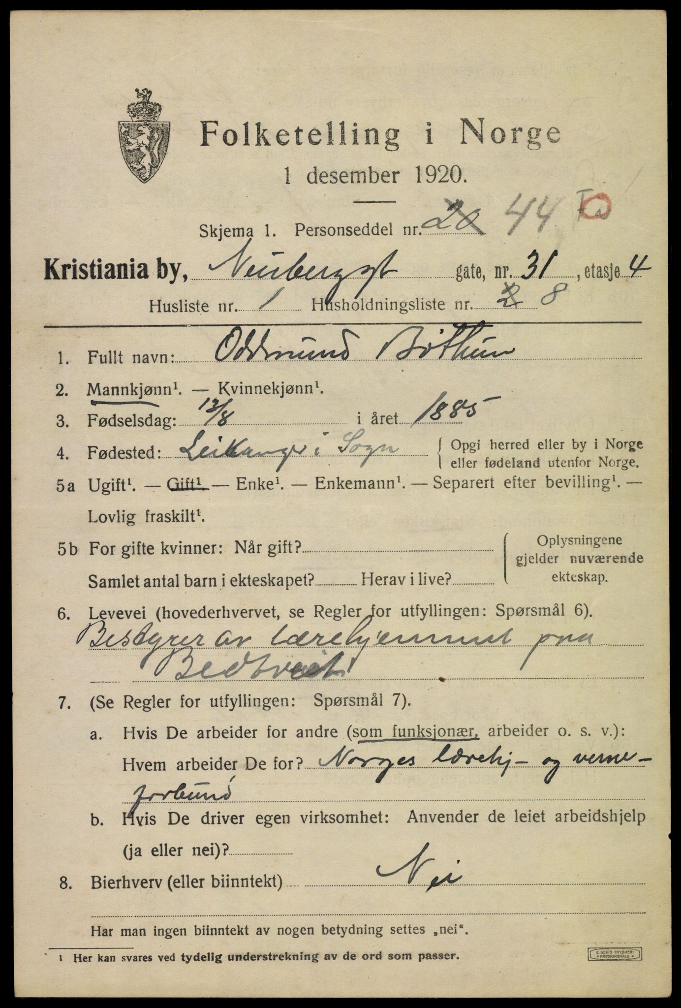 SAO, 1920 census for Kristiania, 1920, p. 413247