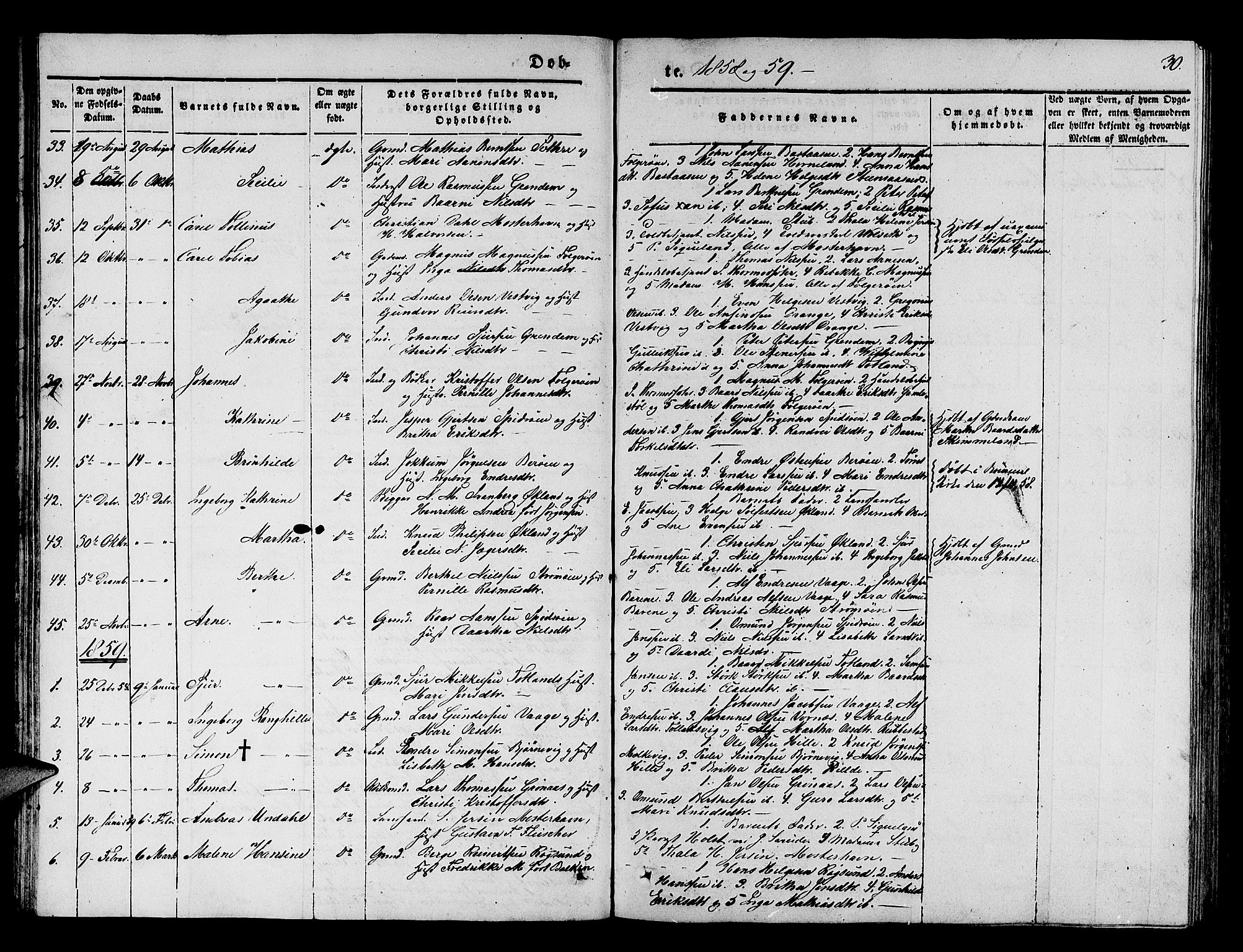 Finnås sokneprestembete, AV/SAB-A-99925/H/Ha/Hab/Haba/L0001: Parish register (copy) no. A 1, 1851-1873, p. 30