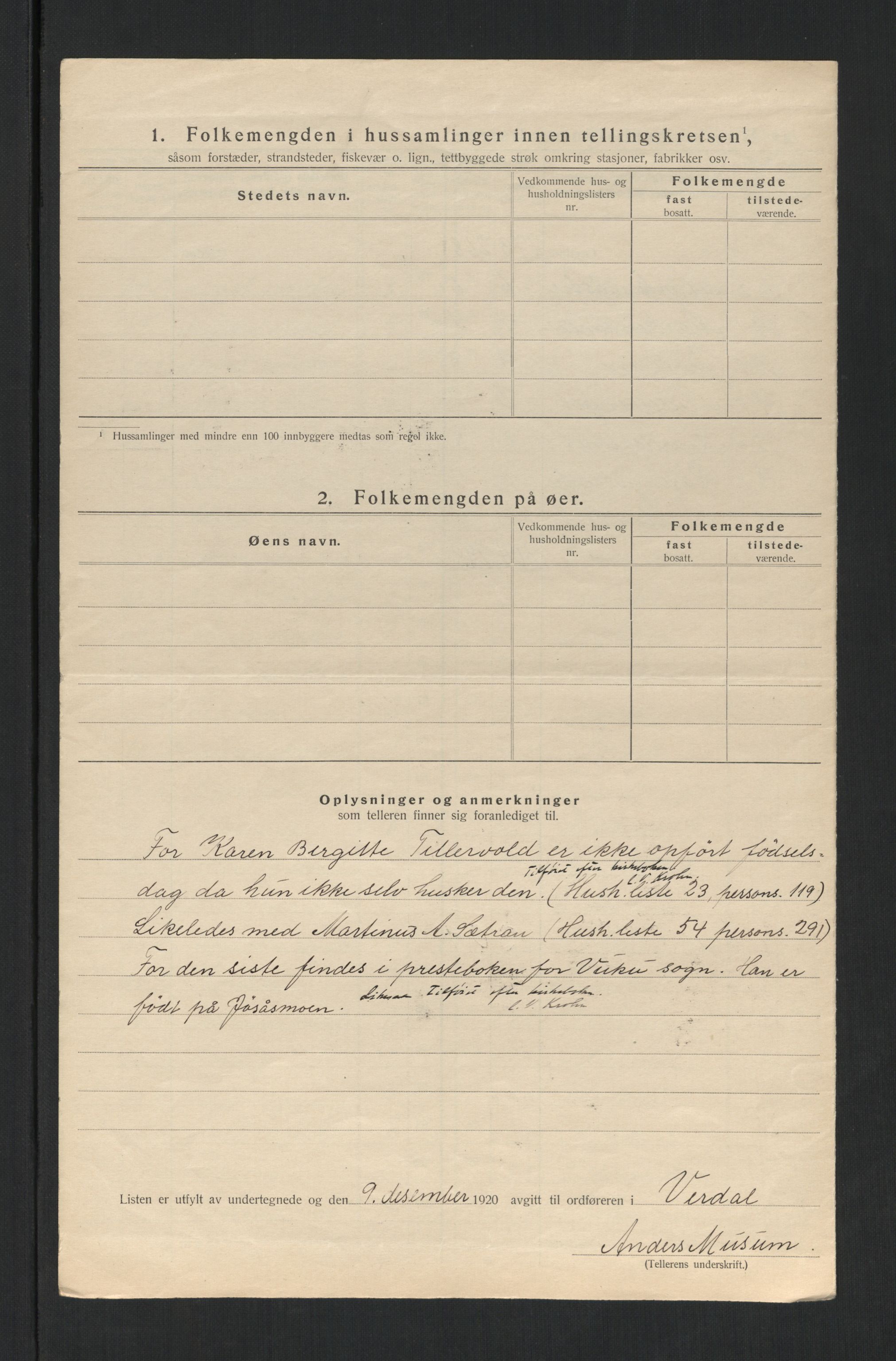 SAT, 1920 census for Verdal, 1920, p. 29