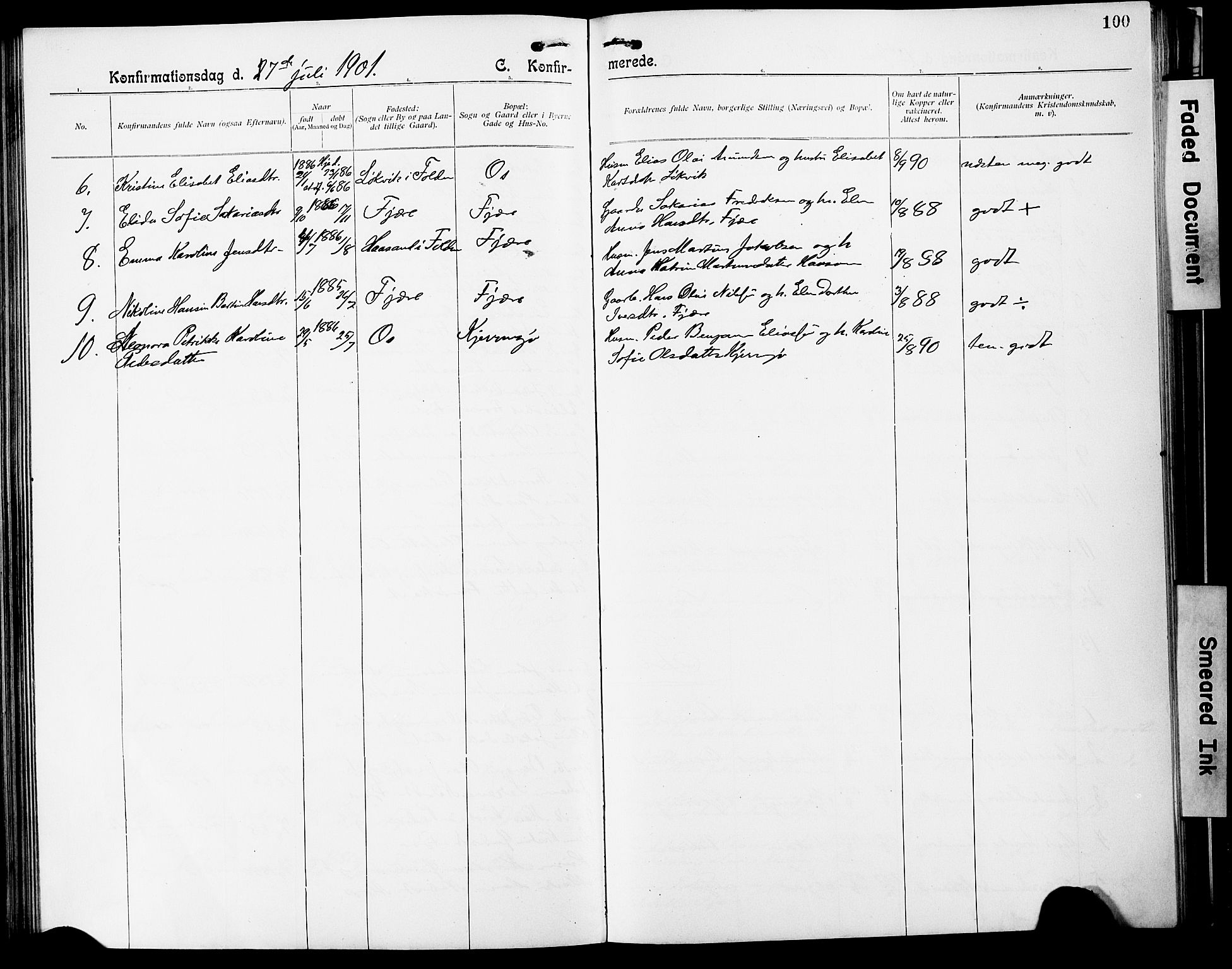 Ministerialprotokoller, klokkerbøker og fødselsregistre - Nordland, AV/SAT-A-1459/803/L0077: Parish register (copy) no. 803C04, 1897-1930, p. 100