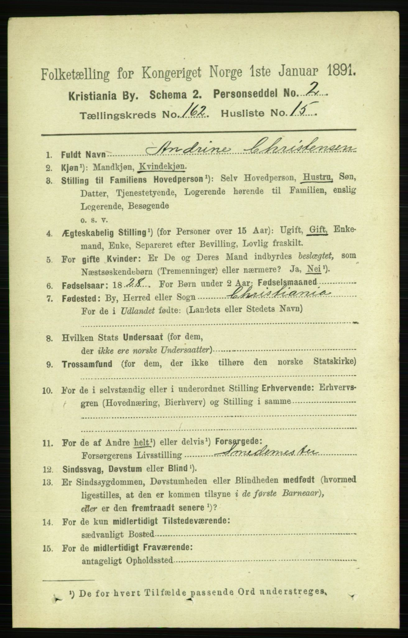 RA, 1891 census for 0301 Kristiania, 1891, p. 93284