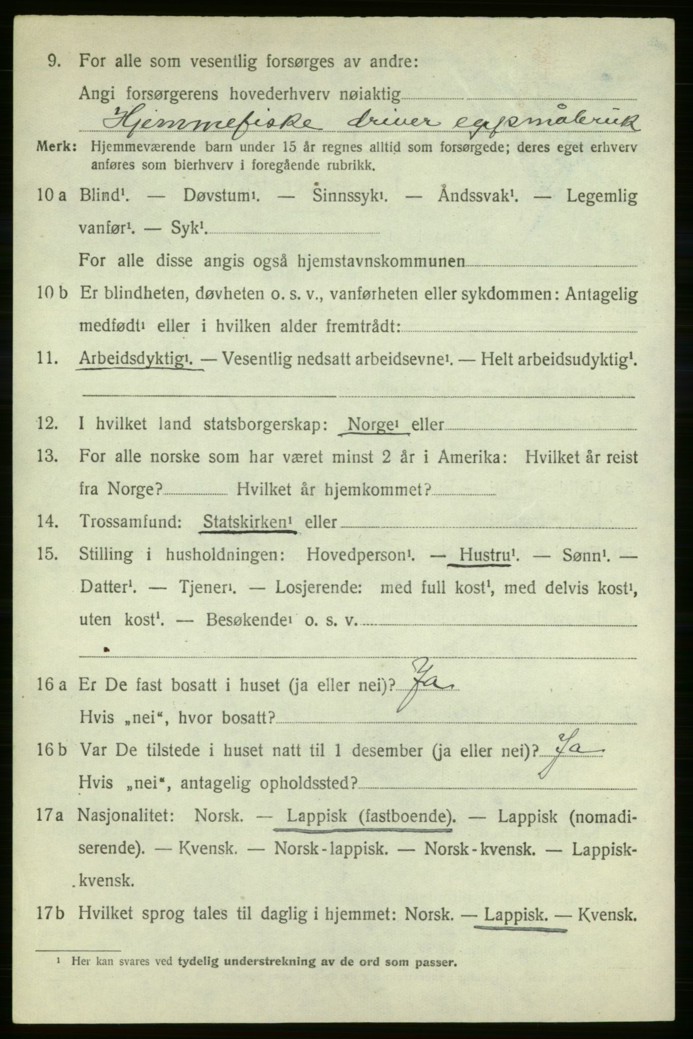 SATØ, 1920 census for Talvik, 1920, p. 2195