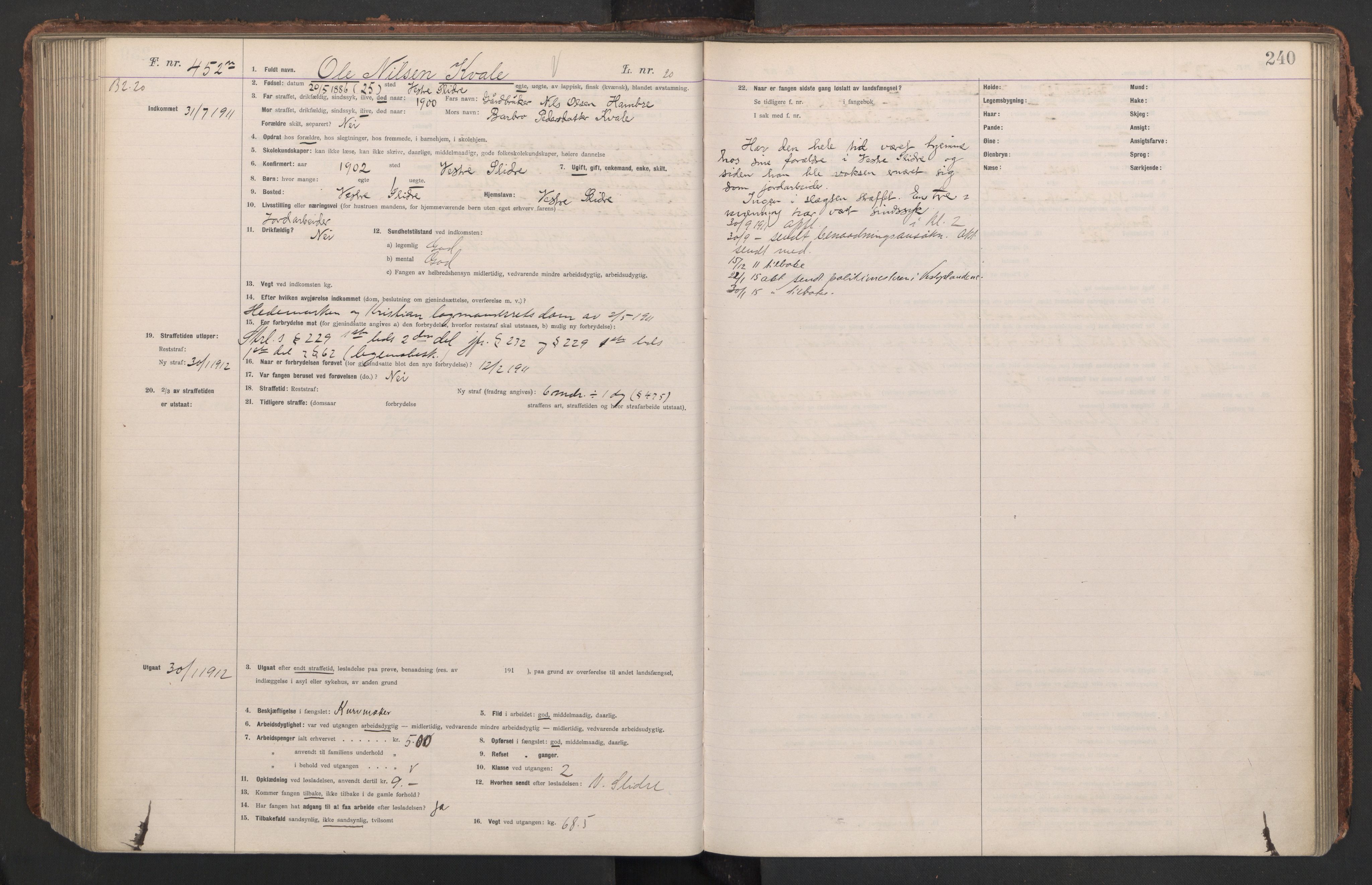 Botsfengslet, AV/RA-S-1539/D/Db/Dbb/L0044: 213n - 553n, 1910-1912, p. 240