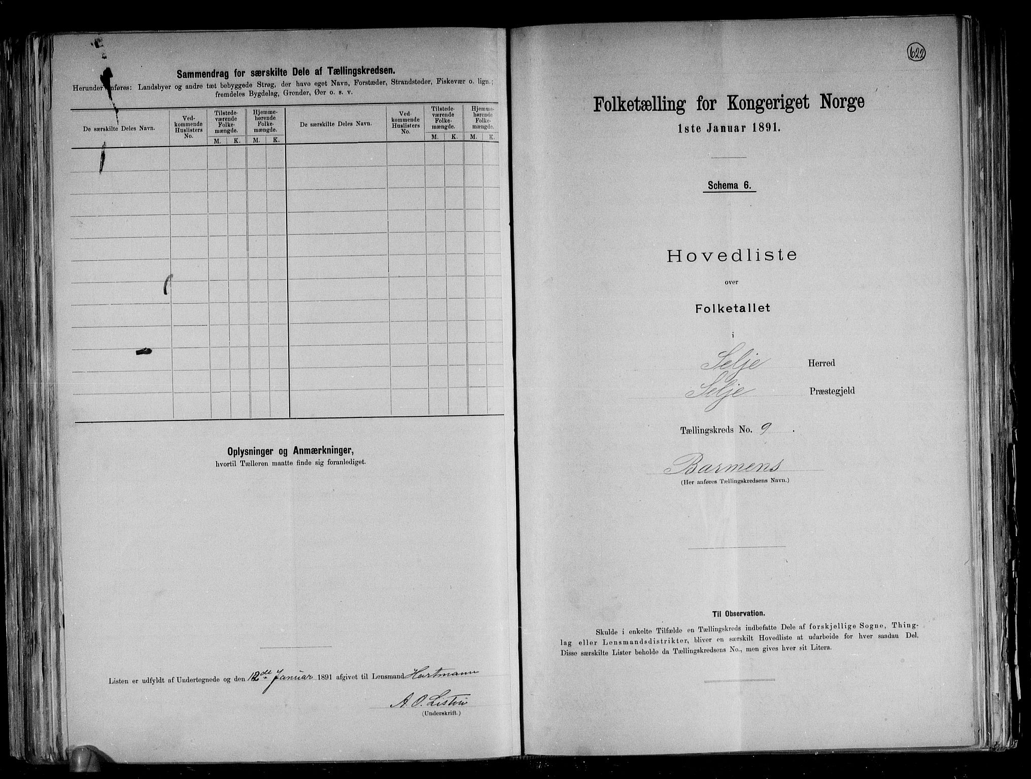 RA, 1891 census for 1441 Selje, 1891, p. 20