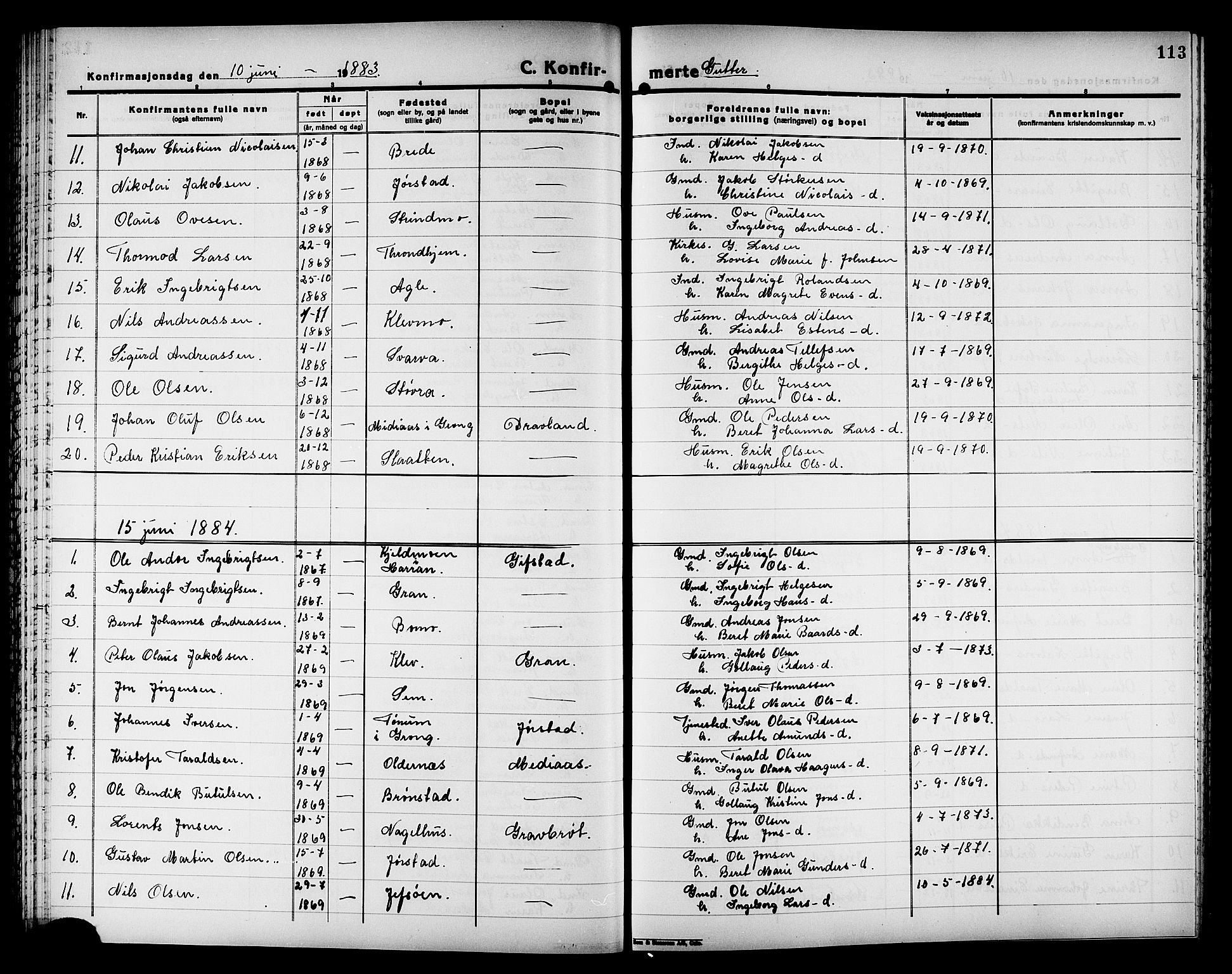 Ministerialprotokoller, klokkerbøker og fødselsregistre - Nord-Trøndelag, SAT/A-1458/749/L0486: Parish register (official) no. 749D02, 1873-1887, p. 113