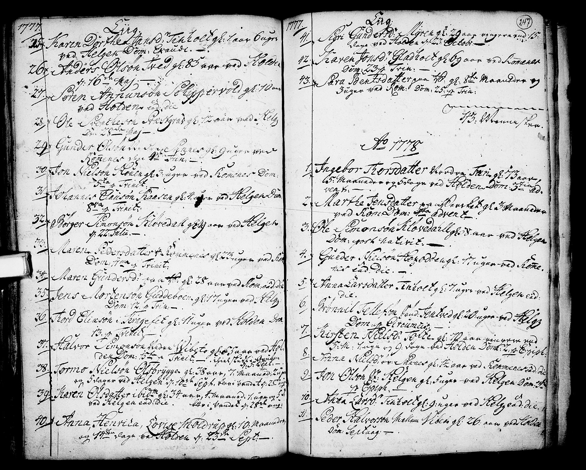 Holla kirkebøker, SAKO/A-272/F/Fa/L0001: Parish register (official) no. 1, 1717-1779, p. 247