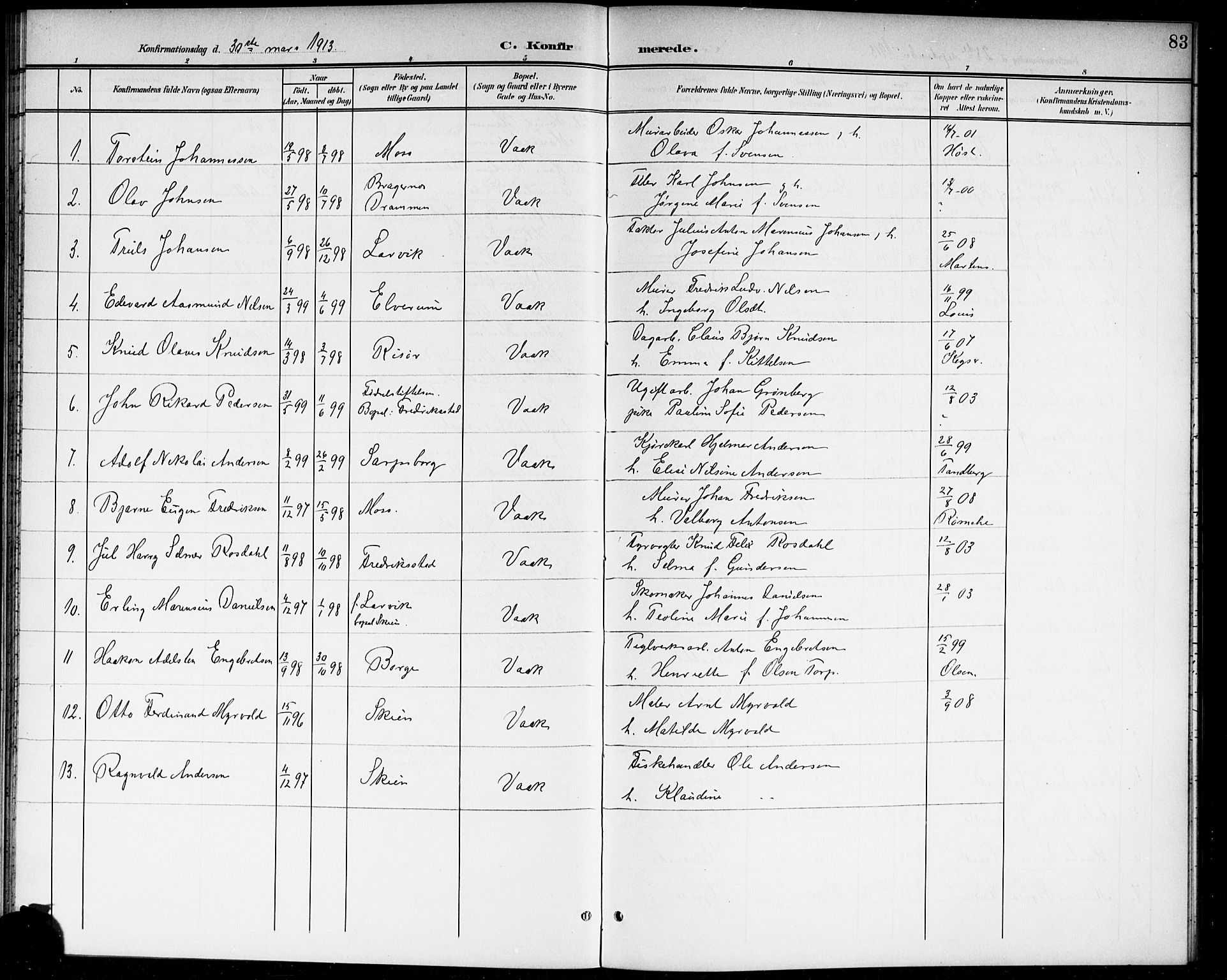 Våler prestekontor Kirkebøker, SAO/A-11083/G/Ga/L0004: Parish register (copy) no. I 4, 1901-1914, p. 83