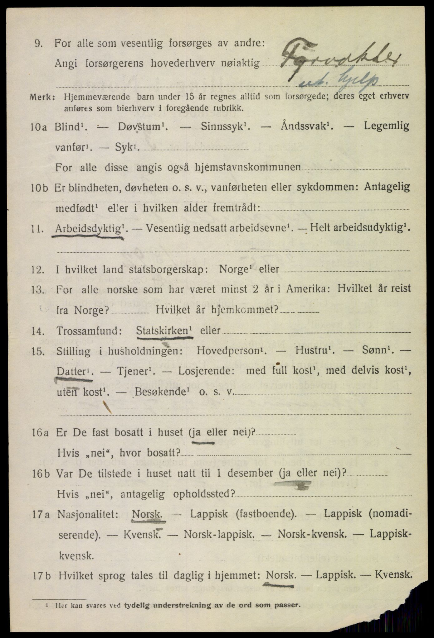 SAT, 1920 census for Vågan, 1920, p. 1838