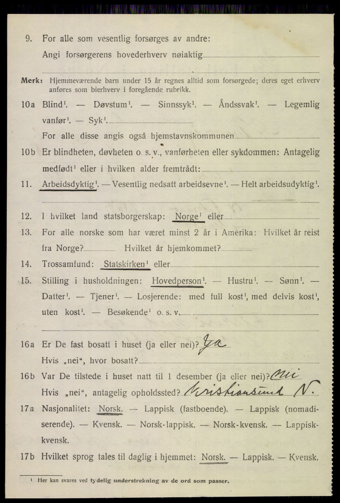 SAT, 1920 census for Hamarøy, 1920, p. 1179