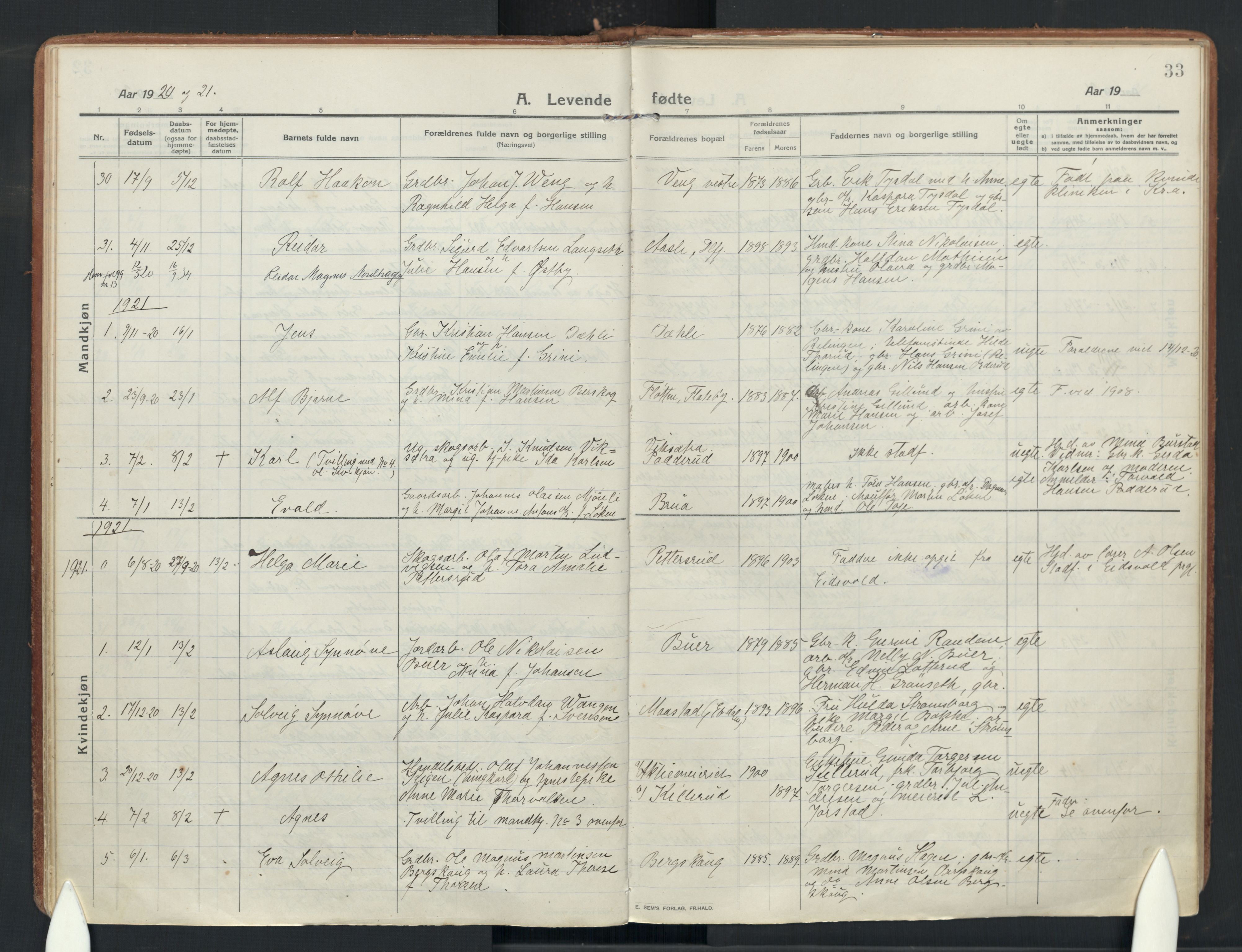 Enebakk prestekontor Kirkebøker, SAO/A-10171c/F/Fa/L0019: Parish register (official) no. I 19, 1912-1935, p. 33
