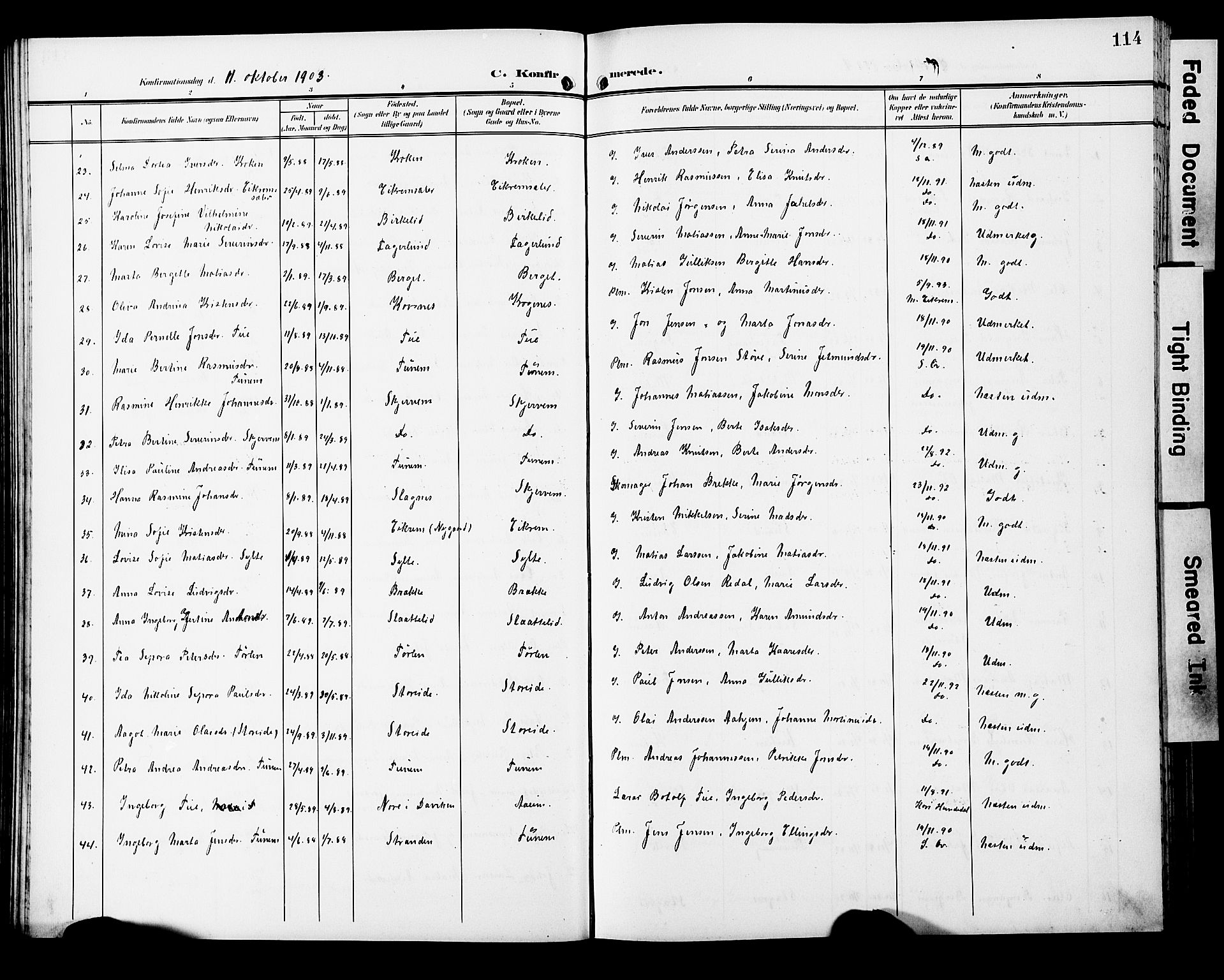 Ministerialprotokoller, klokkerbøker og fødselsregistre - Møre og Romsdal, SAT/A-1454/501/L0018: Parish register (copy) no. 501C04, 1902-1930, p. 114