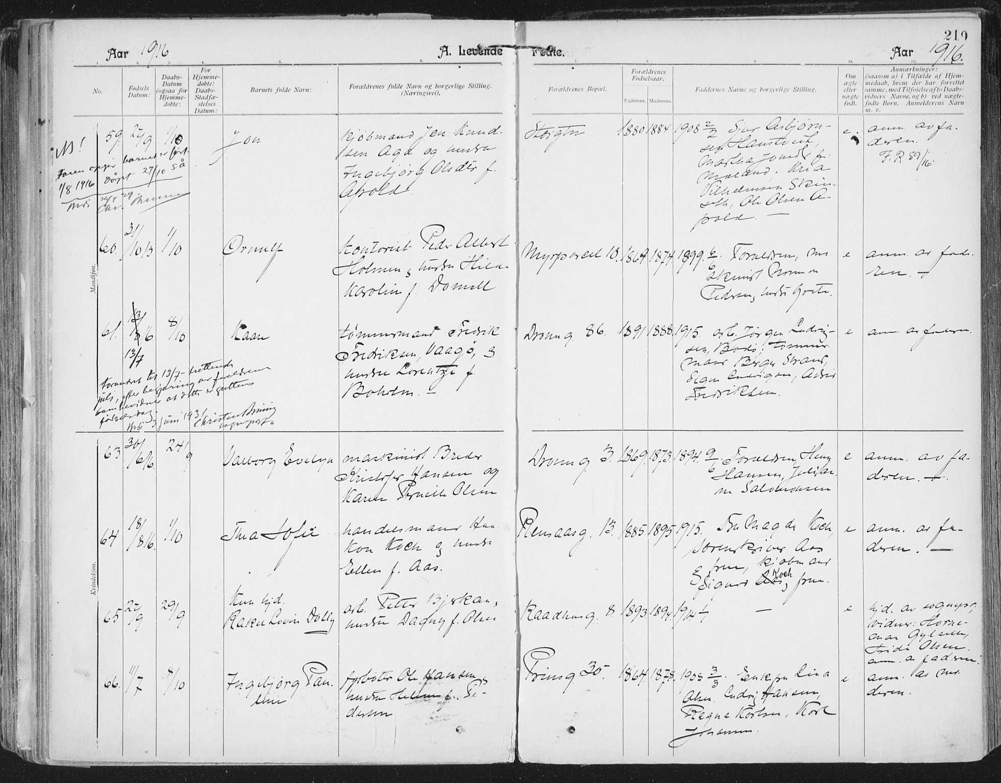 Ministerialprotokoller, klokkerbøker og fødselsregistre - Nordland, AV/SAT-A-1459/801/L0011: Parish register (official) no. 801A11, 1900-1916, p. 210