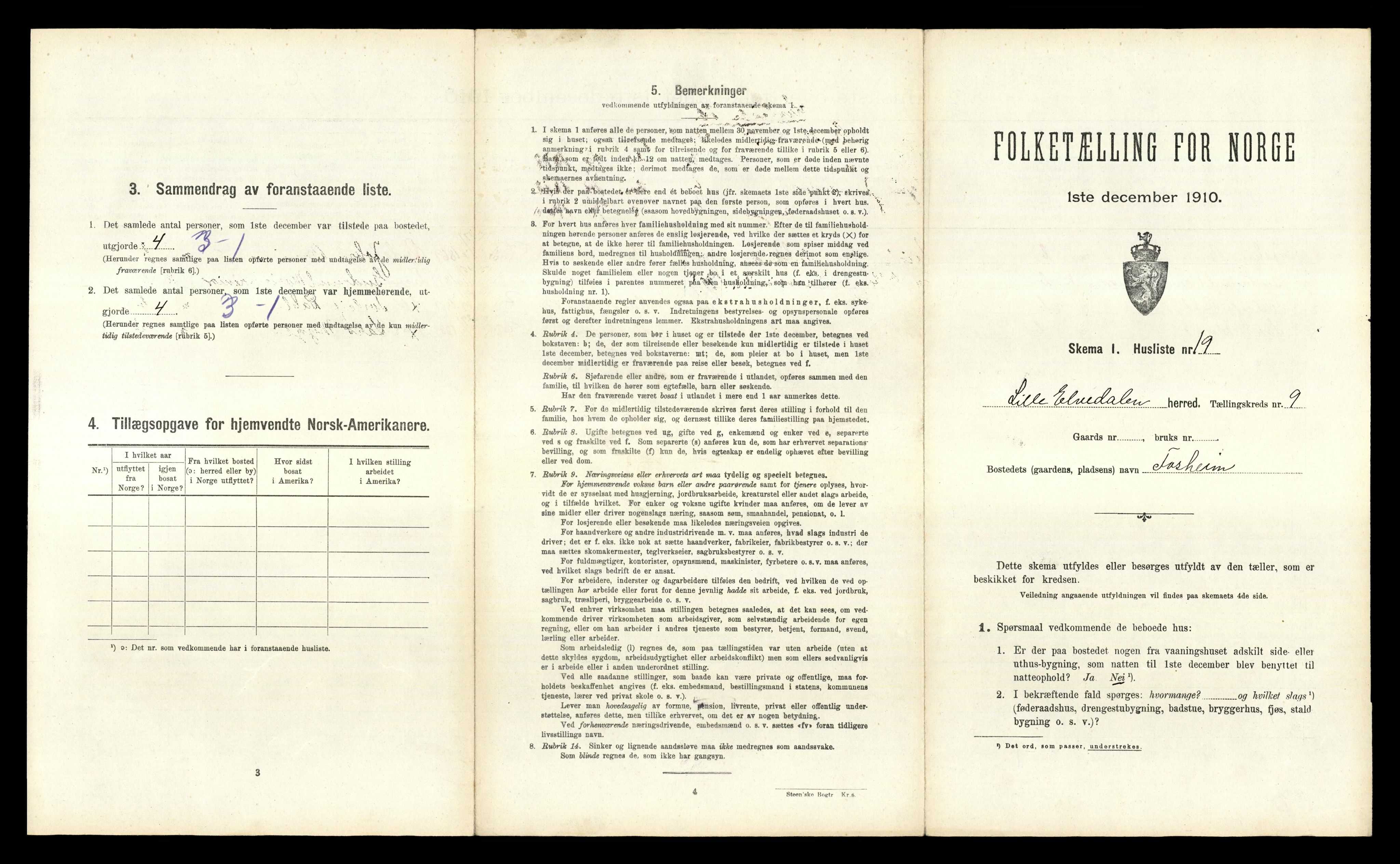 RA, 1910 census for Lille Elvedalen, 1910, p. 771