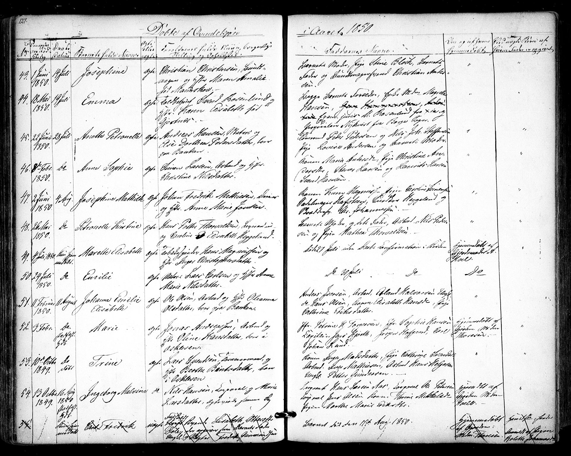 Halden prestekontor Kirkebøker, AV/SAO-A-10909/F/Fa/L0006: Parish register (official) no. I 6, 1845-1856, p. 127