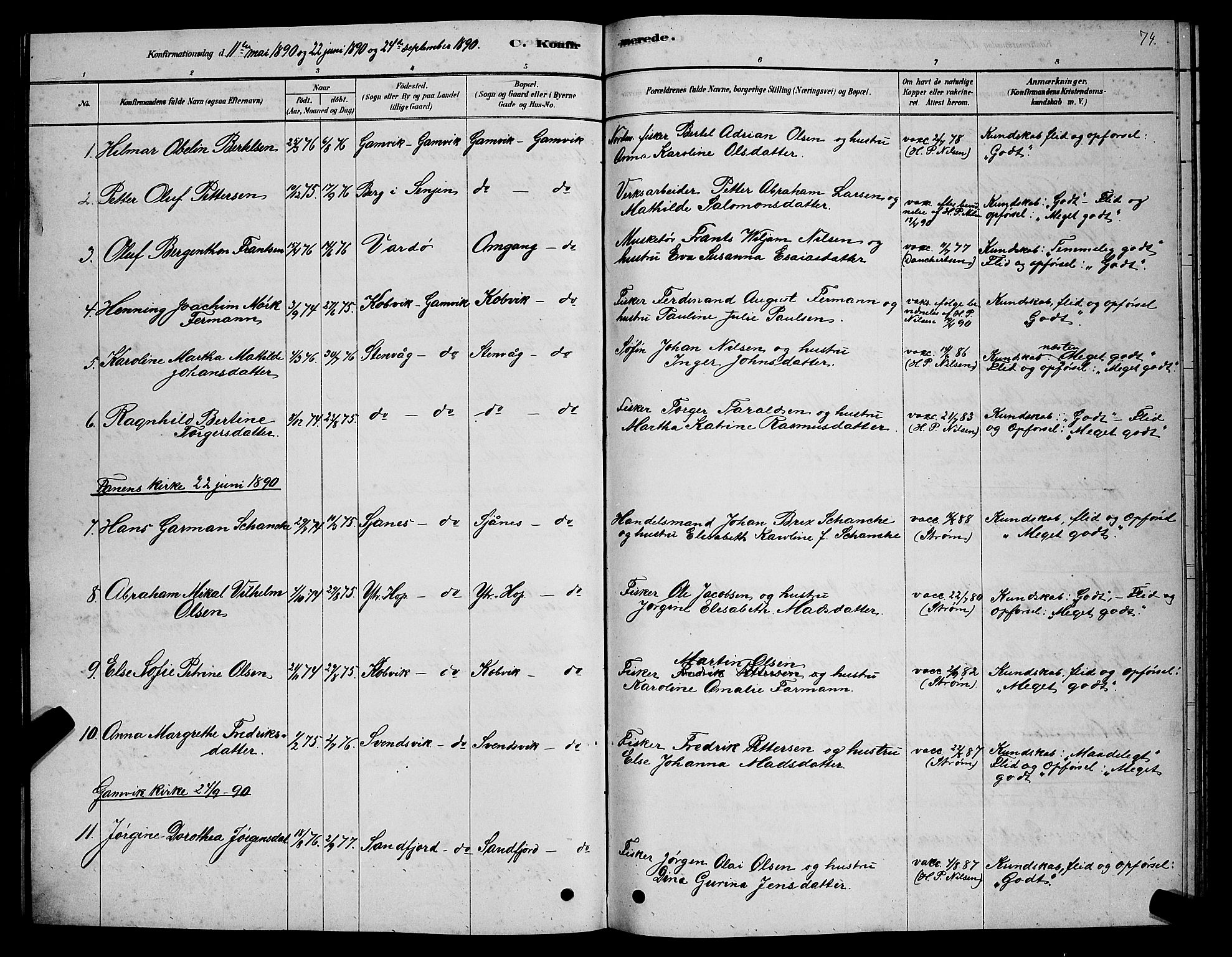Tana sokneprestkontor, SATØ/S-1334/H/Hb/L0005klokker: Parish register (copy) no. 5, 1878-1891, p. 74